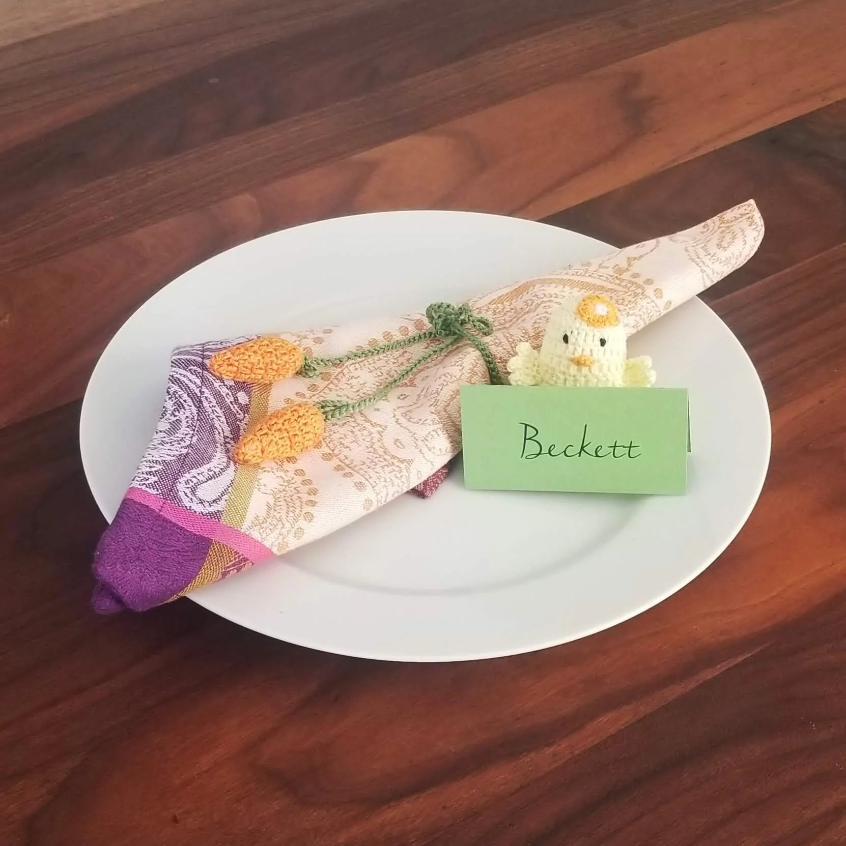 Crochet Easter Carrot Napkin Tie- set of 4 - Image 3