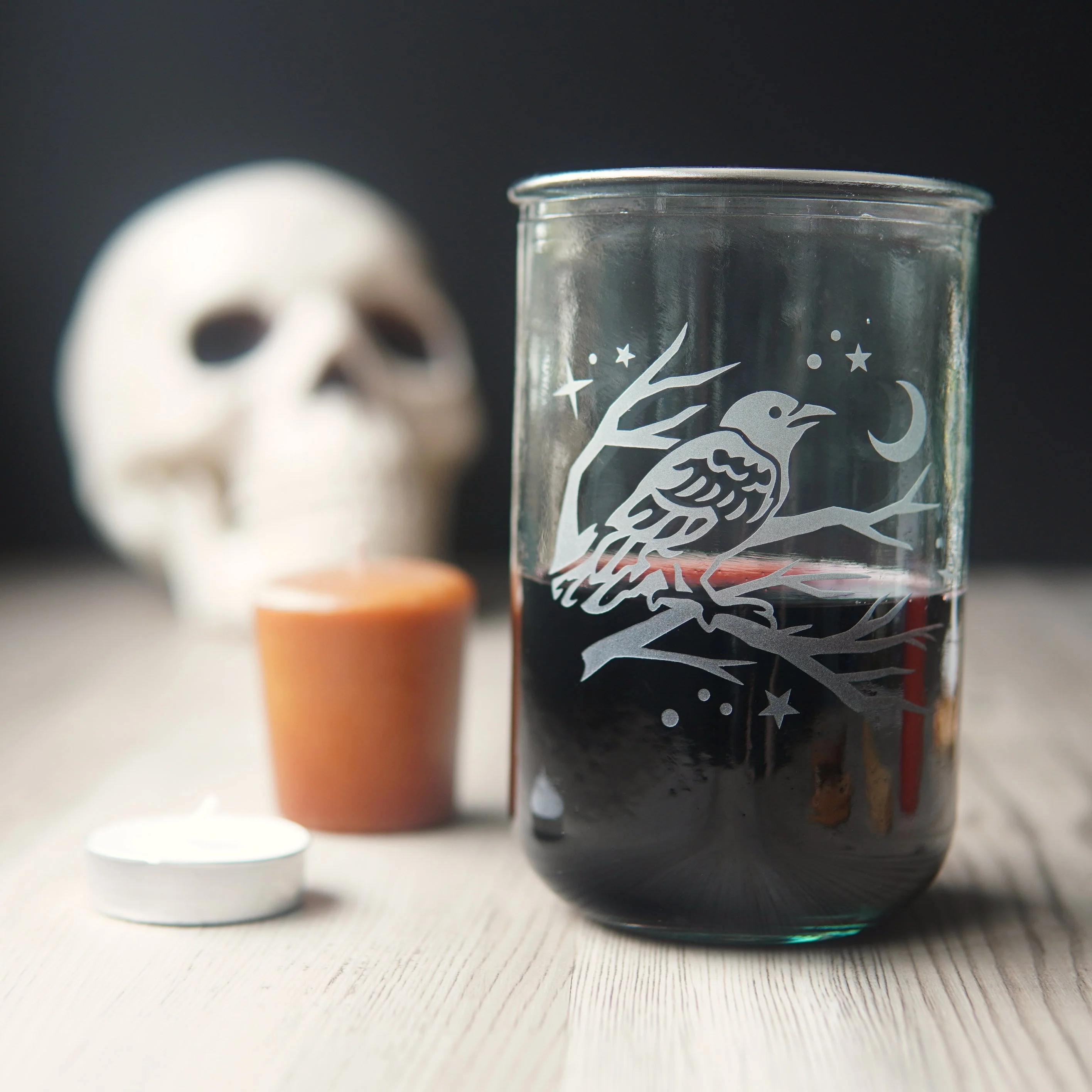 Crow Rustic Recycled Glass Candle Cup - Image 2