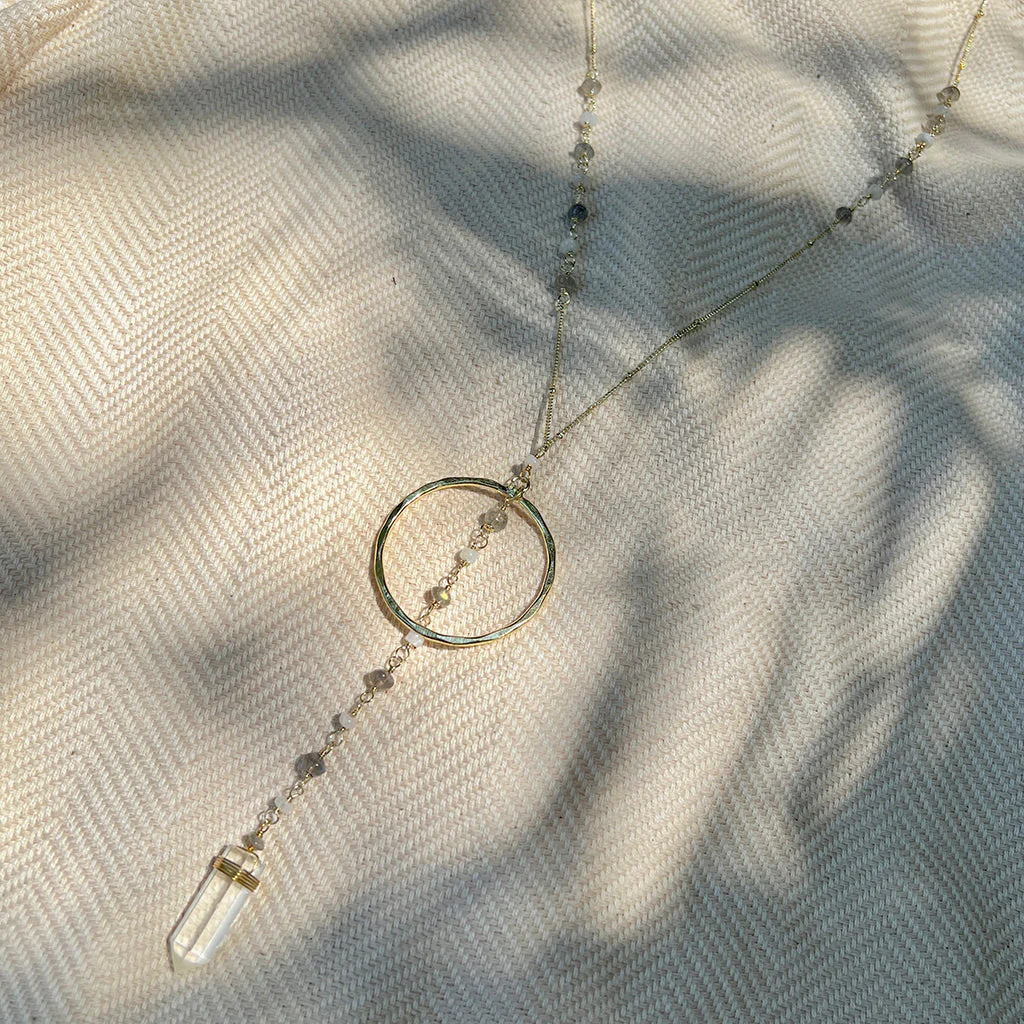 Crystal Halo Y Necklace - Image 4
