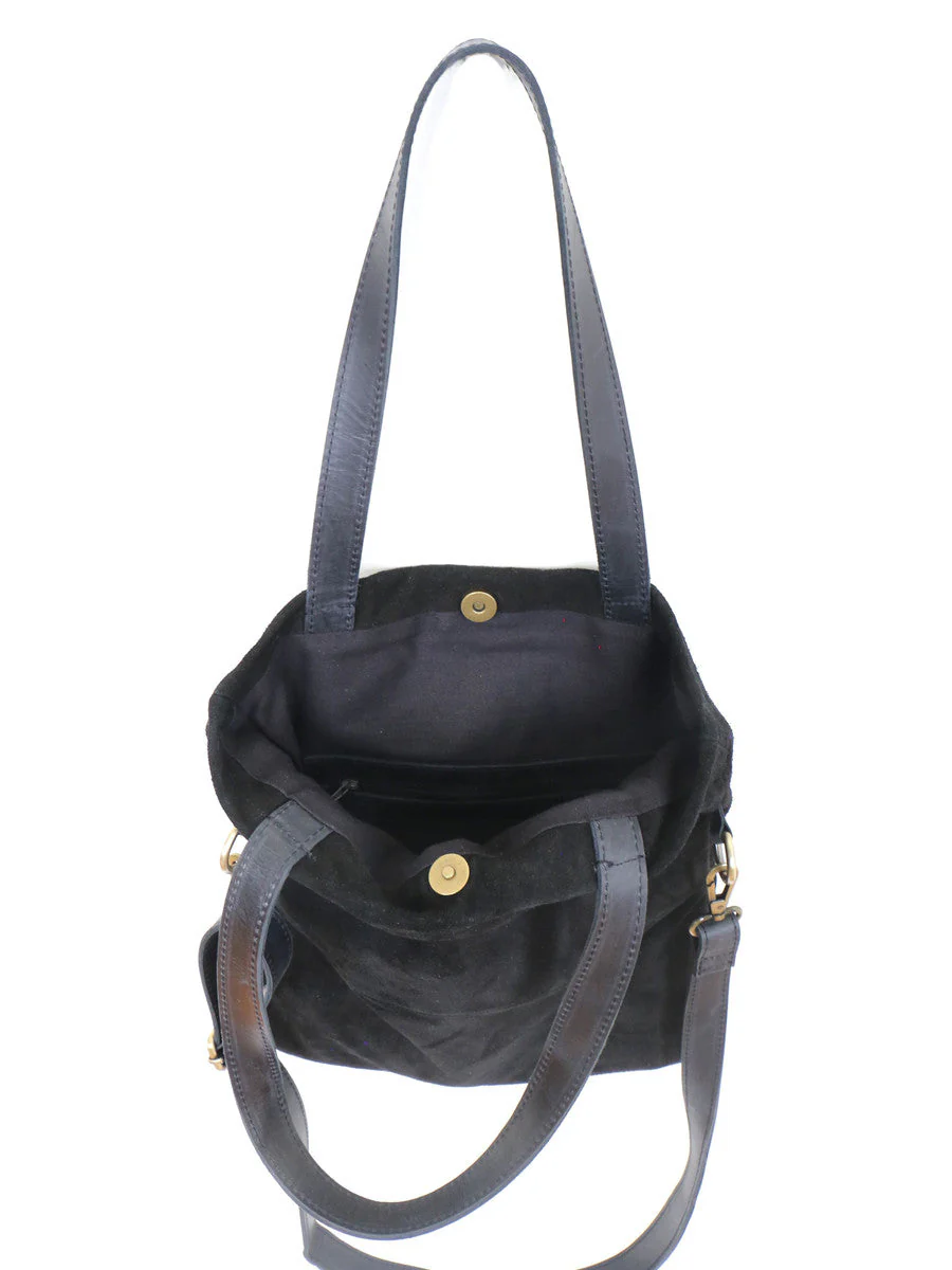 Daring Black Suede Crossbody Clutch Purse - Image 5