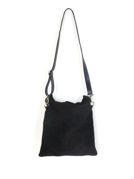 Daring Black Suede Crossbody Clutch Purse - Image 6