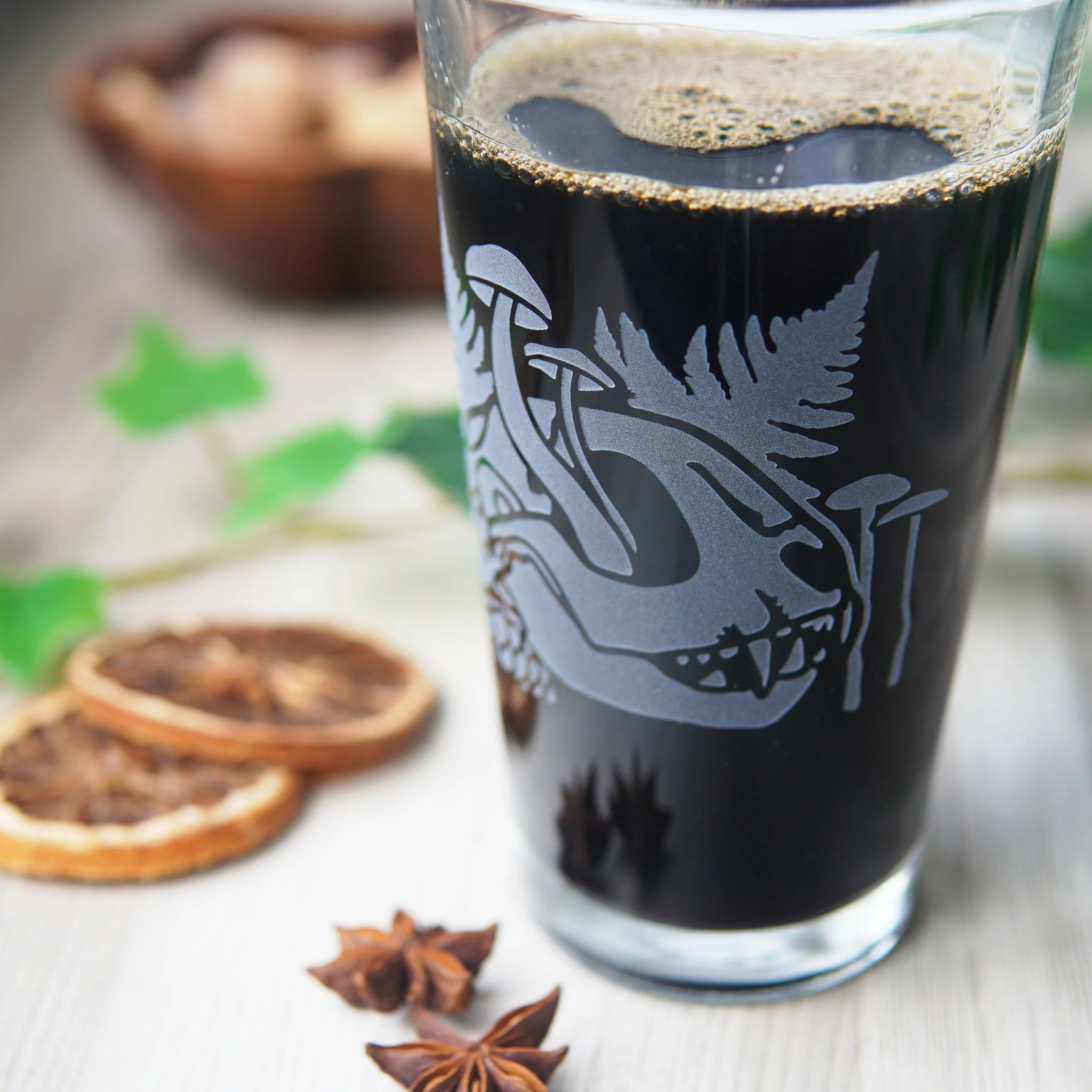 Decay Cat Skull Pint Glass - etched glassware - Image 3