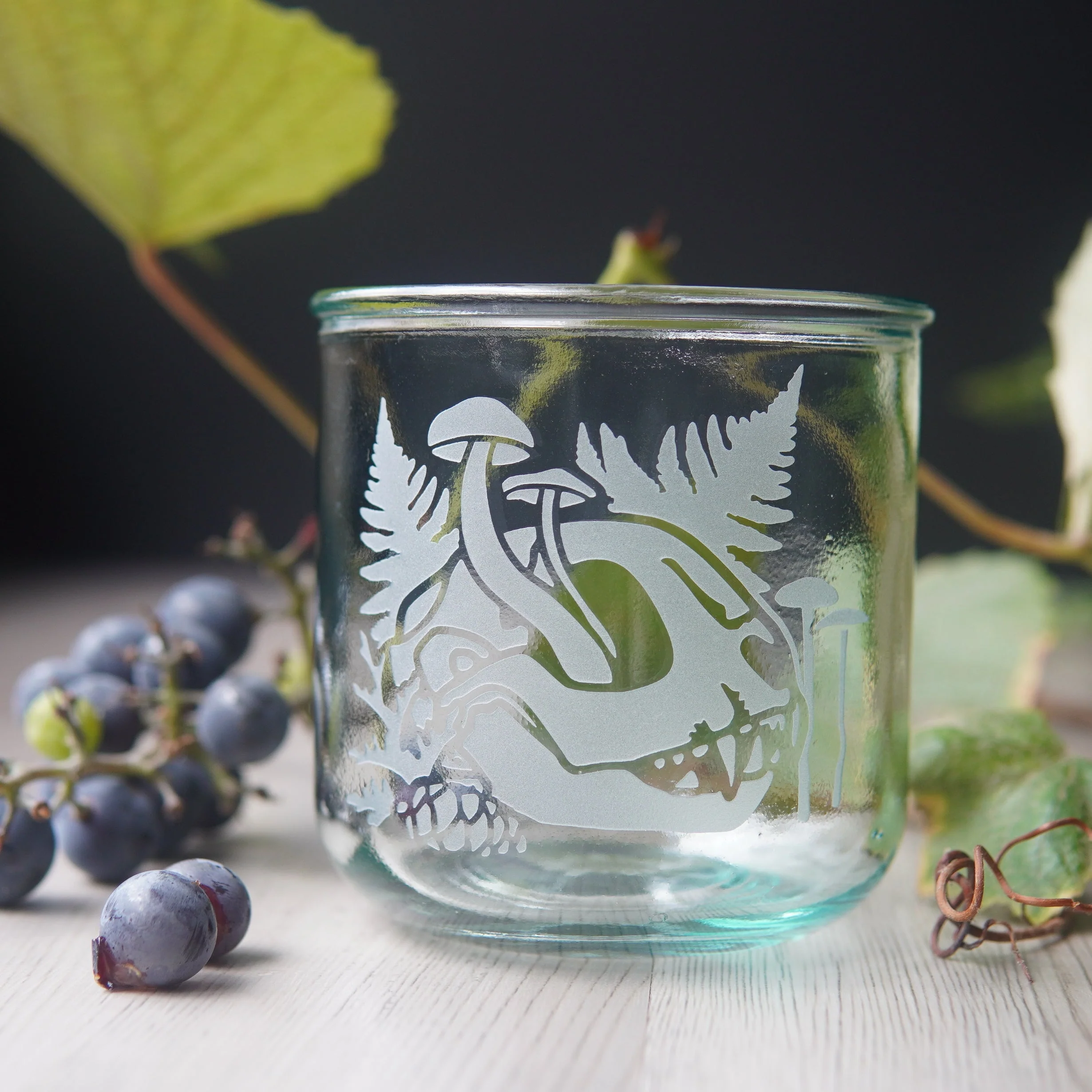 Decaying Cat Skull Rustic Recycled Glass Candle Cup - Image 3