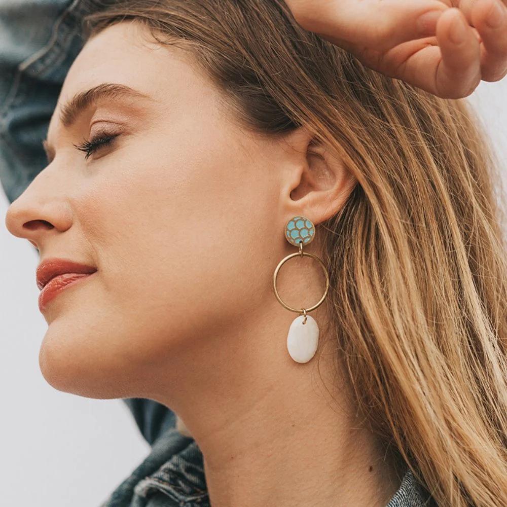 Dhavala Post Earrings - Teal Drop - Image 2