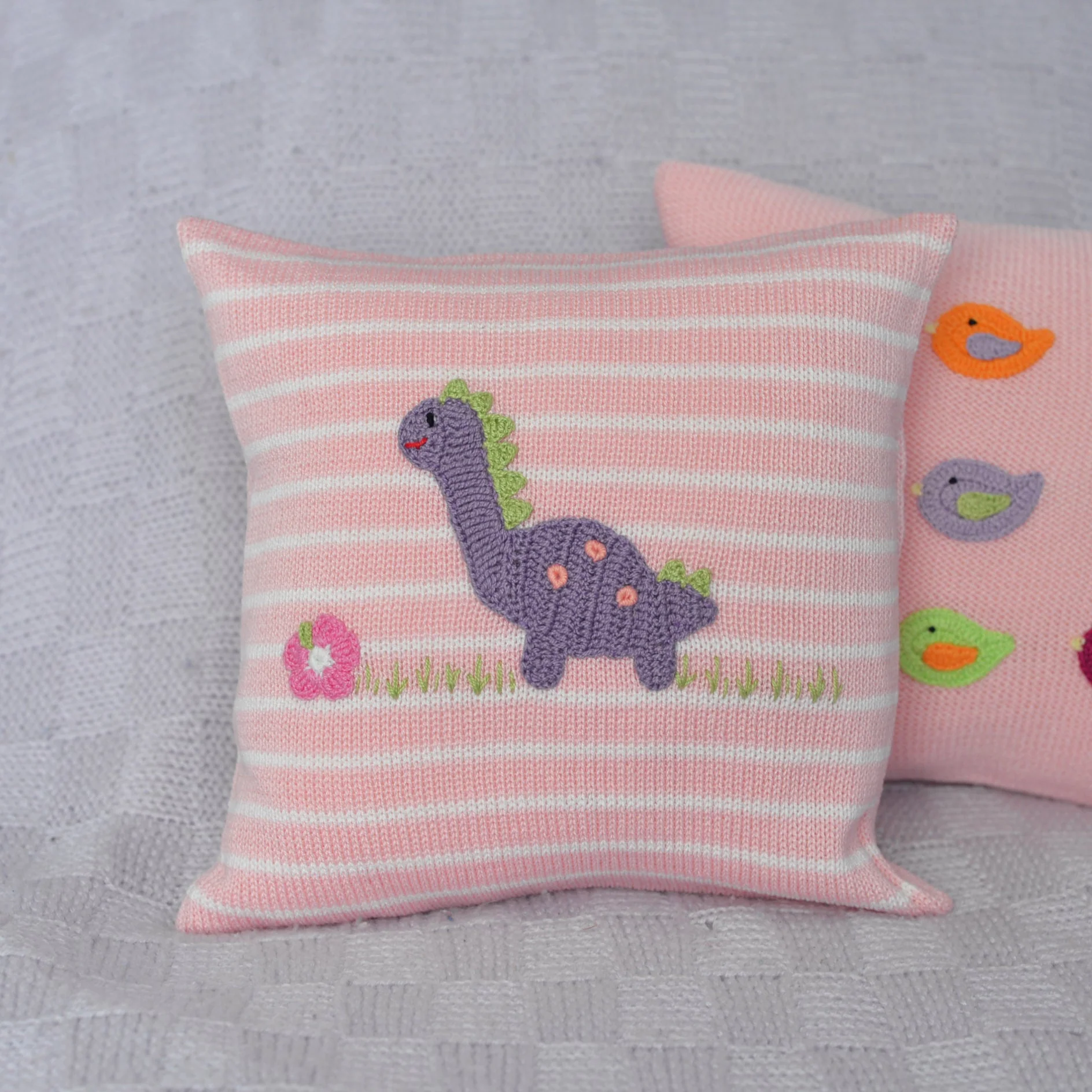 Dinosaur 10" Pillow, Pink - Image 2
