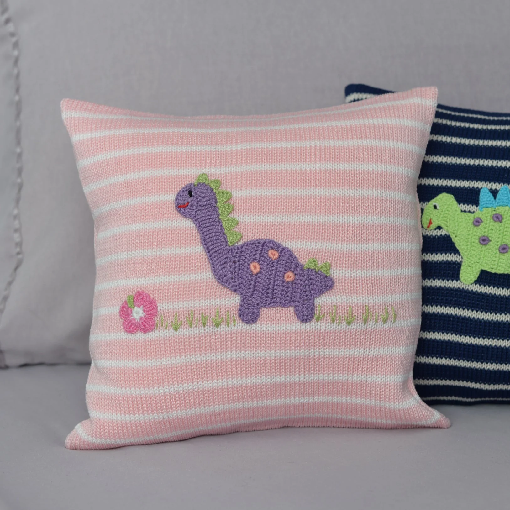 Dinosaur 10" Pillow, Pink - Image 3
