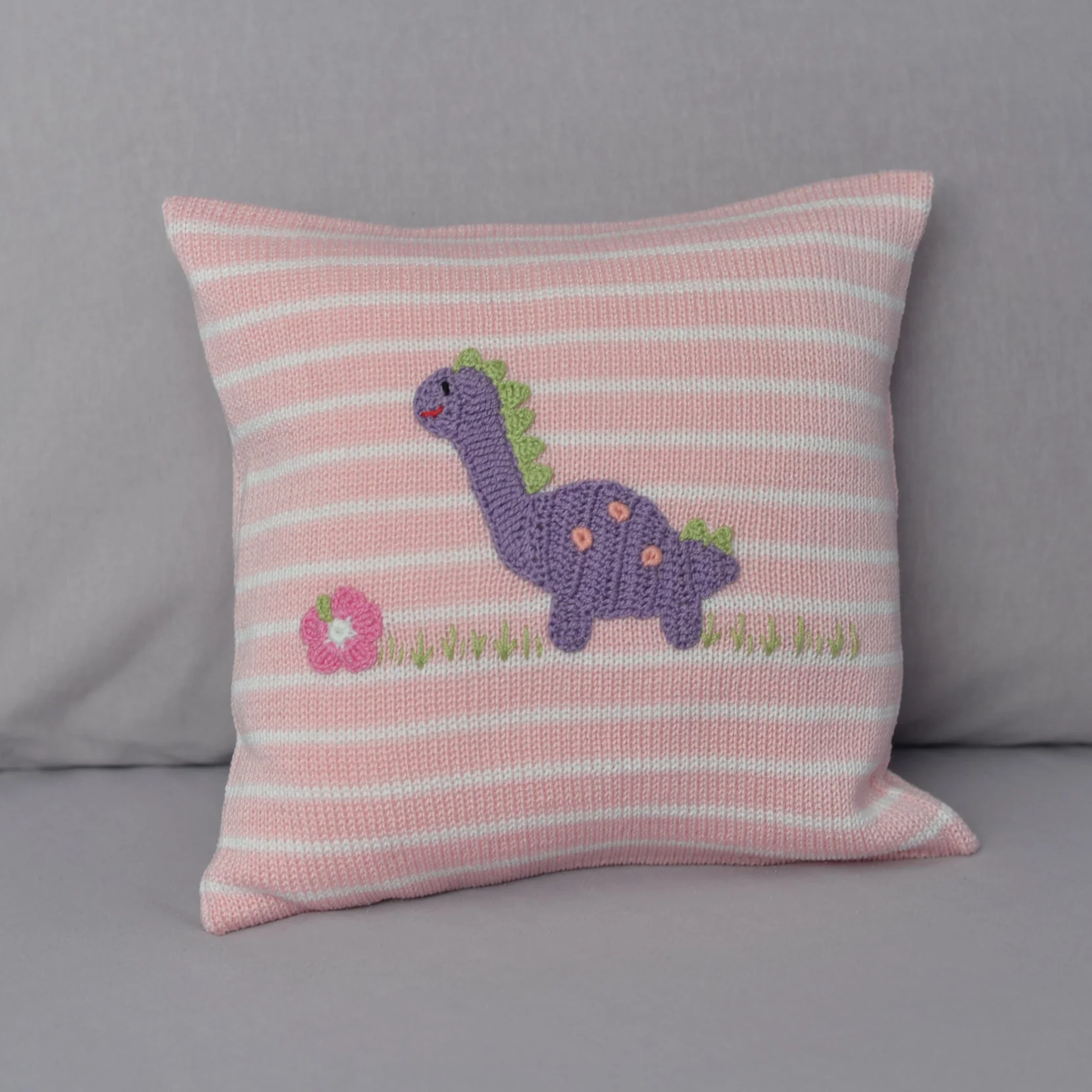 Dinosaur 10" Pillow, Pink - Image 4