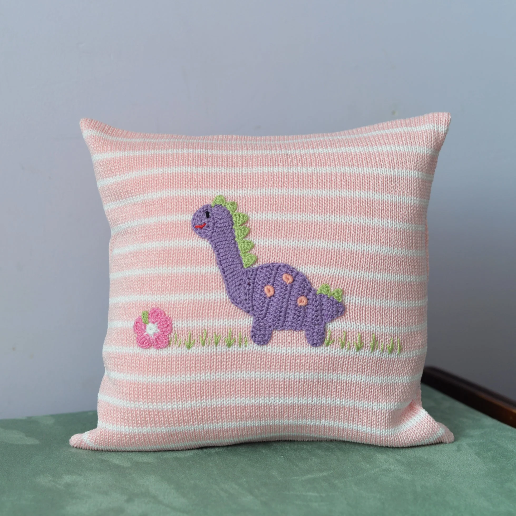 Dinosaur 10" Pillow, Pink - Image 5