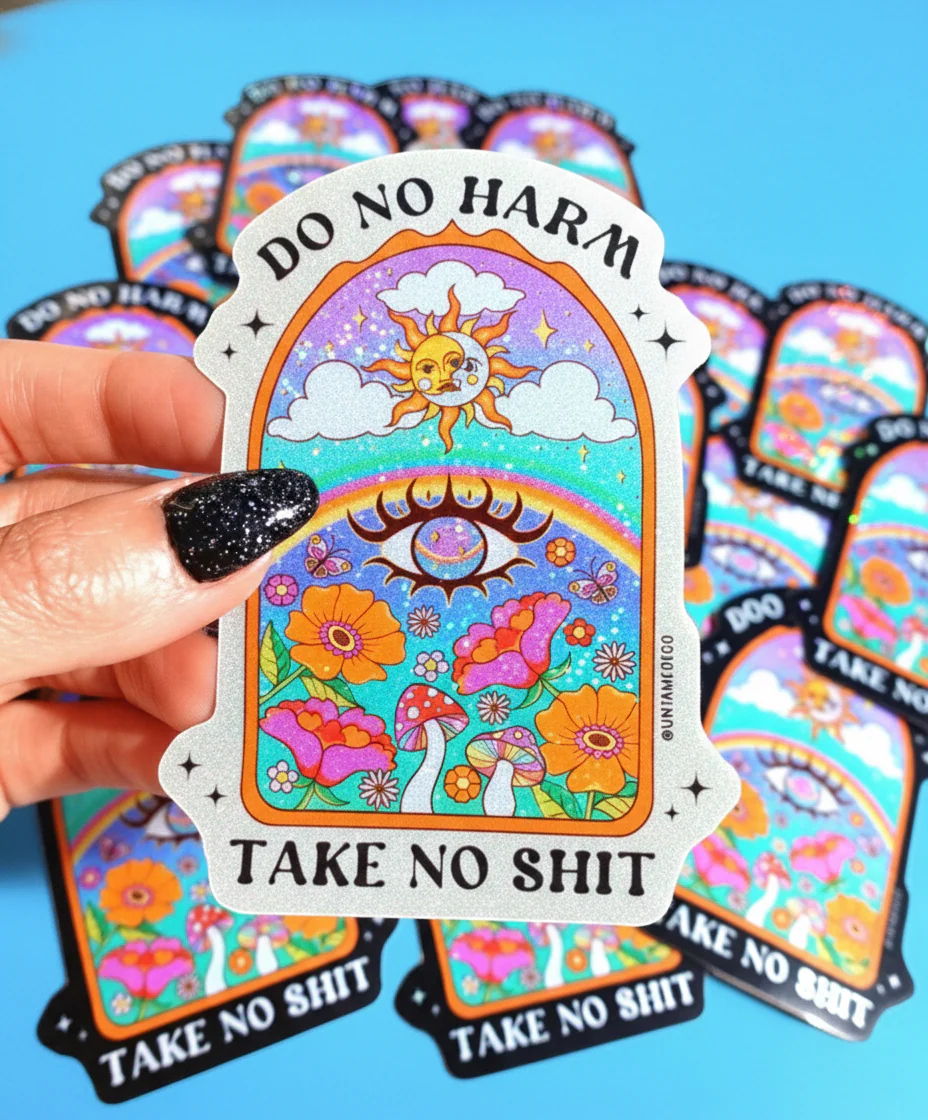 Do No Harm Take No Shit Sticker - Image 2