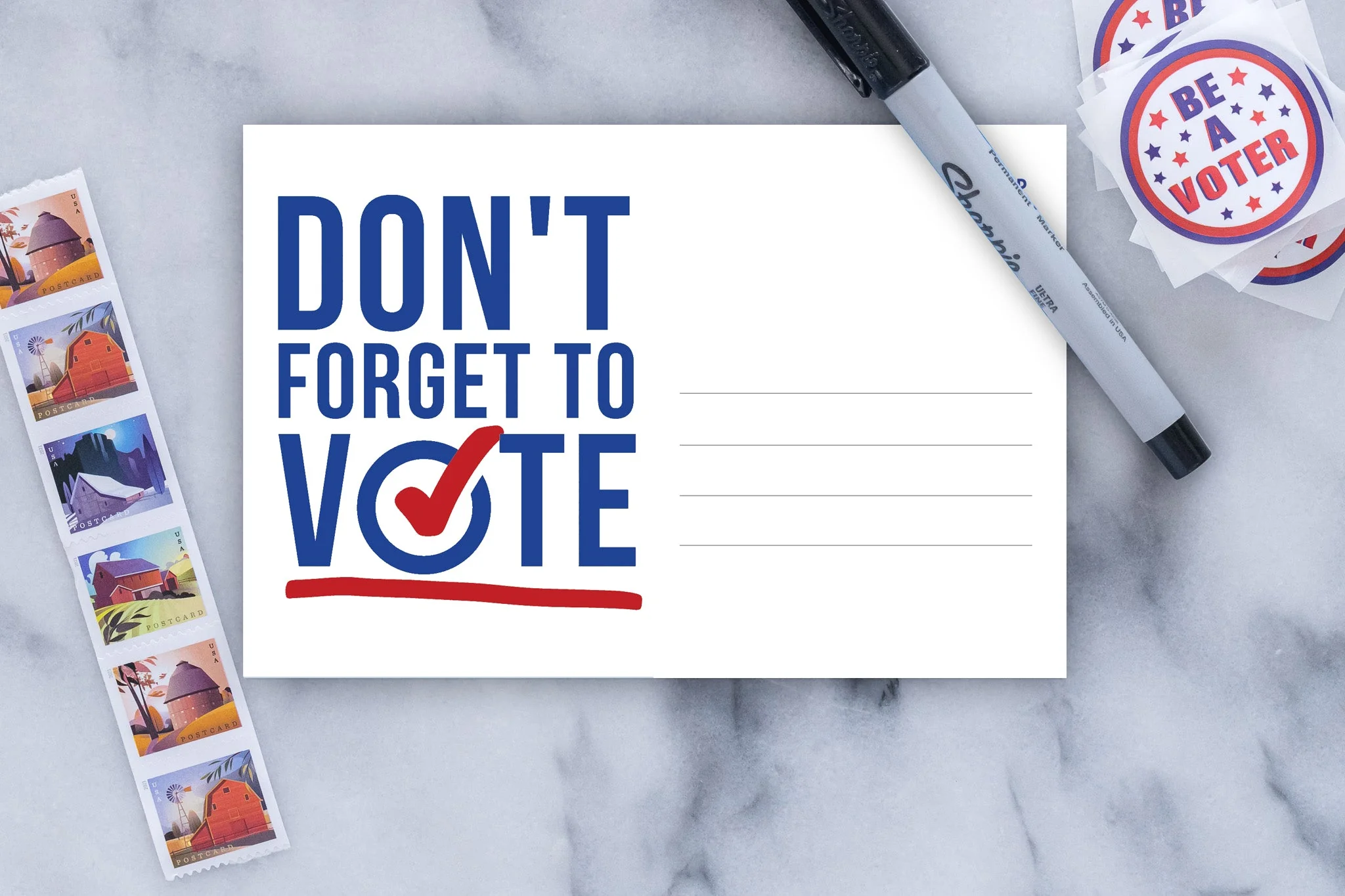 Don't Forget to Vote Postcards - Blank 4x6 Voter Postcards - Image 4