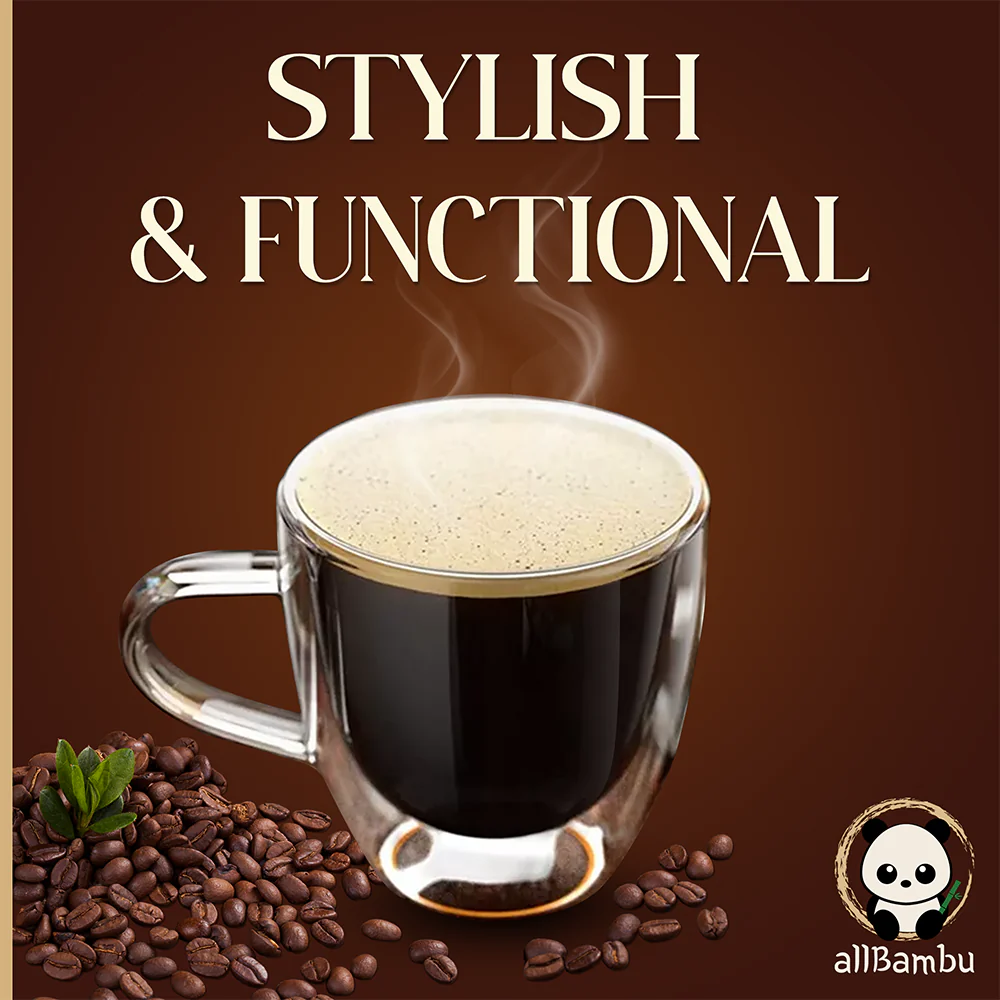Double Wall Glass Mug with Bamboo Lid - Image 4
