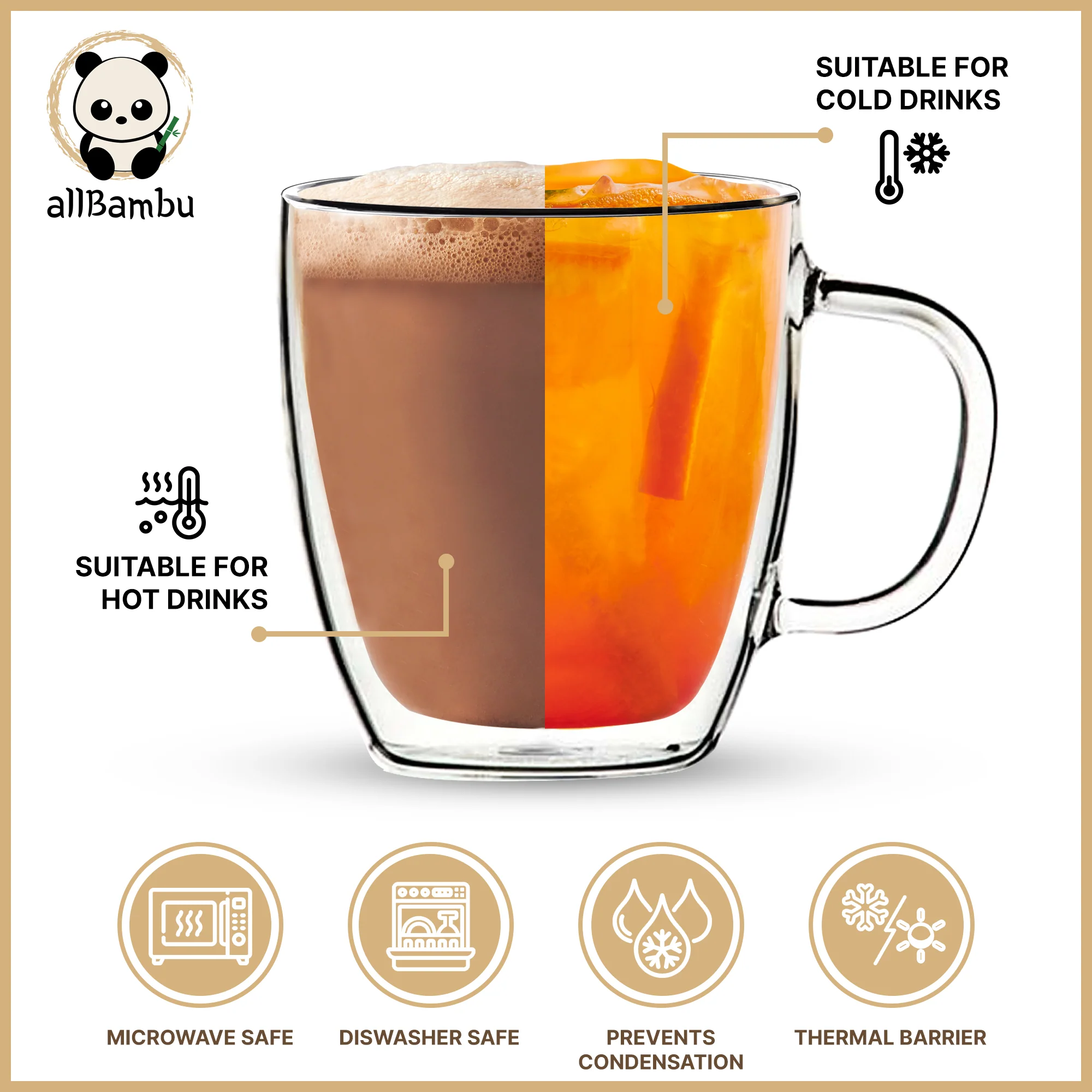Double Wall Mug with Bamboo Lid and Tea Diffuser - 15oz (450ml) - Image 4