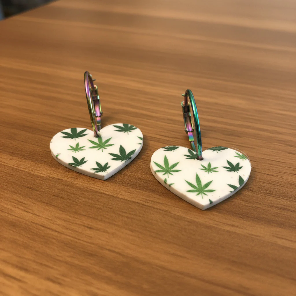 Earrings: Magic leaf 420 mary jane - Image 5