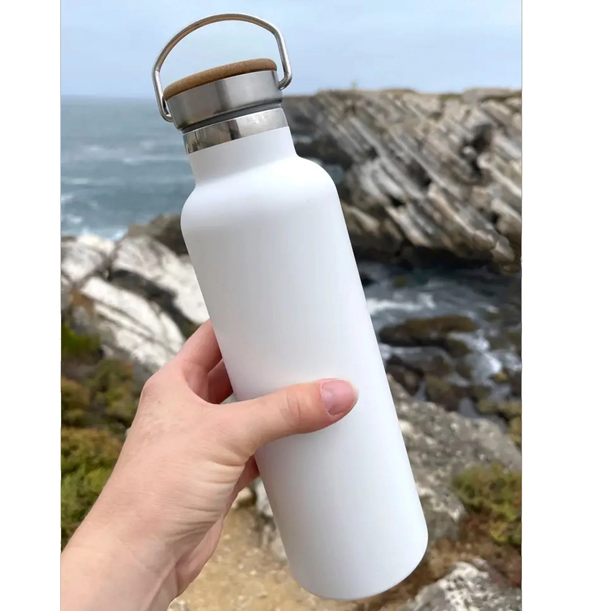 Eco Water Bottle – Stainless Steel with Natural Bamboo Lid - Image 5
