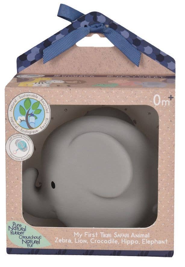 Elephant Organic Rubber Teether, Rattle & Bath Toy - Image 2
