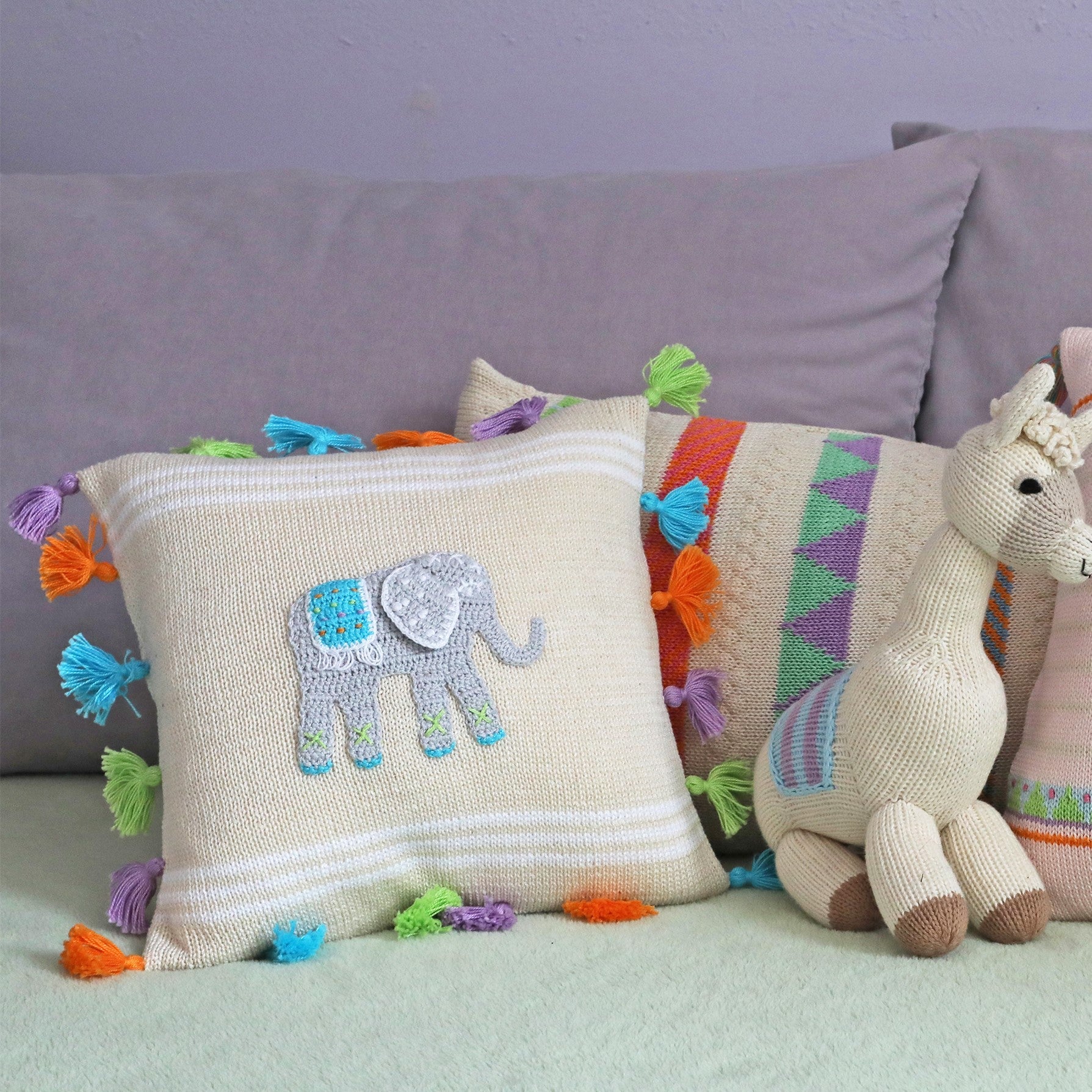 Elephant Tassel 10" Pillow - Image 2