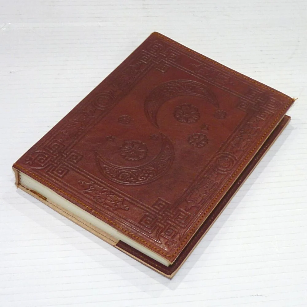 Embossed Leather Journal 6" x 8" - Twin Crescents - Image 2
