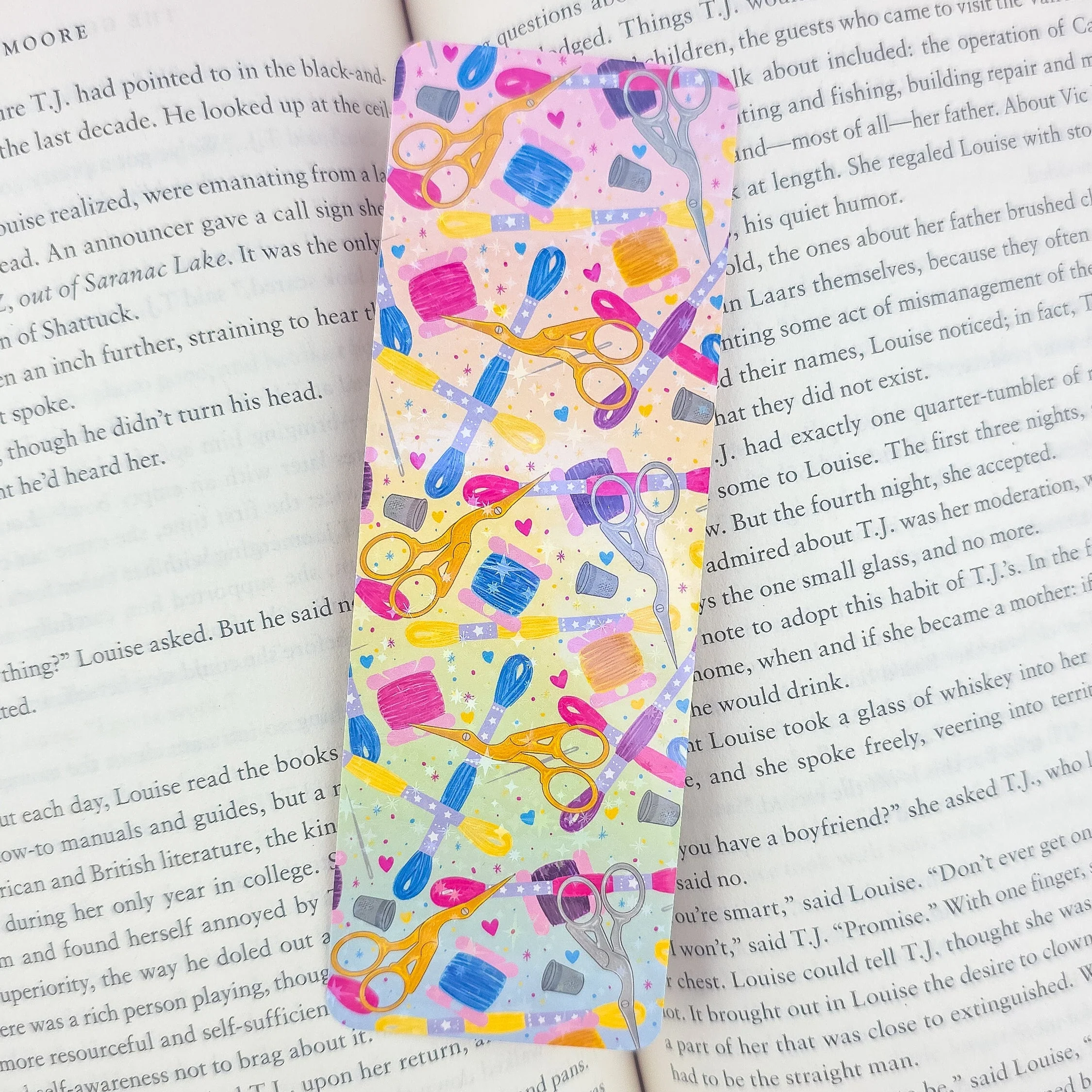 Embroidery Holographic Bookmark – Handmade Sewing & Craft Bookmark, Book Lover Gift - Image 3