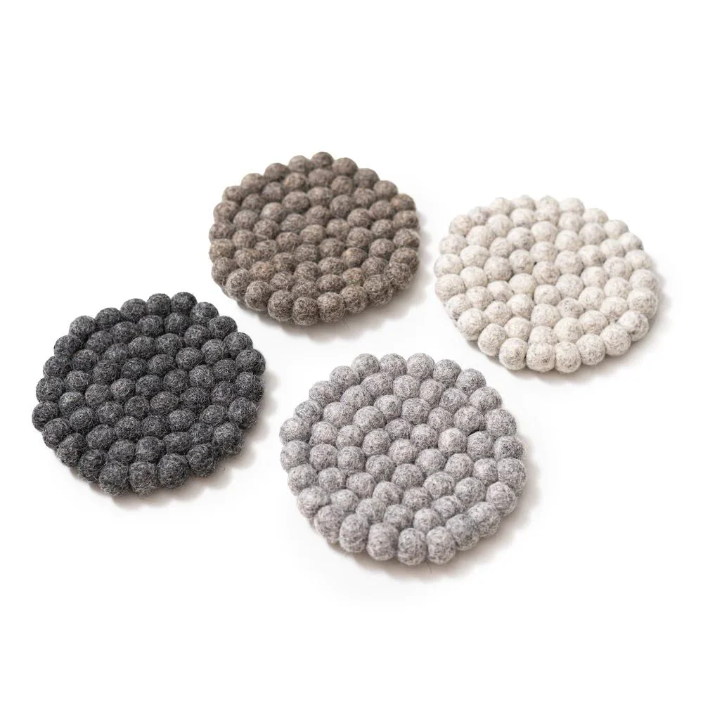 Felt Ball Coasters Gray Shades - Set of 4 - Image 2
