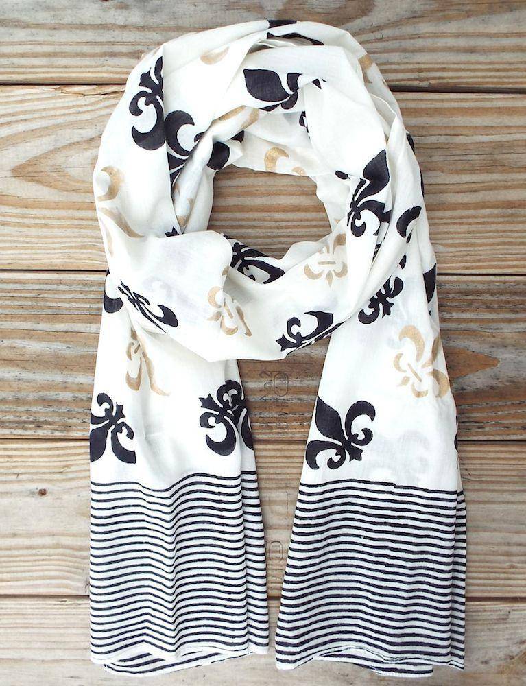 Fleur de Lis Scarf on White - Image 3