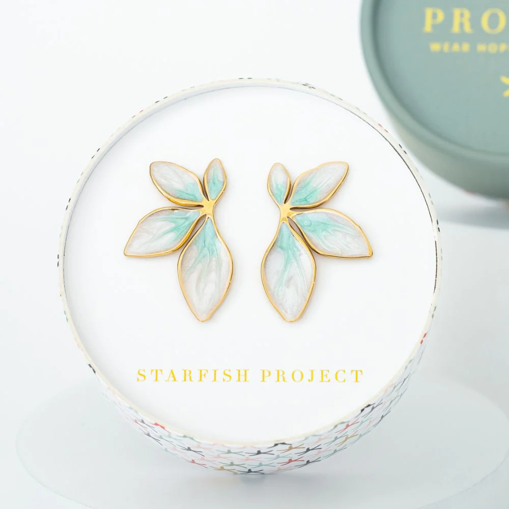 Flourish Mint Leaf Post Earrings - Image 3