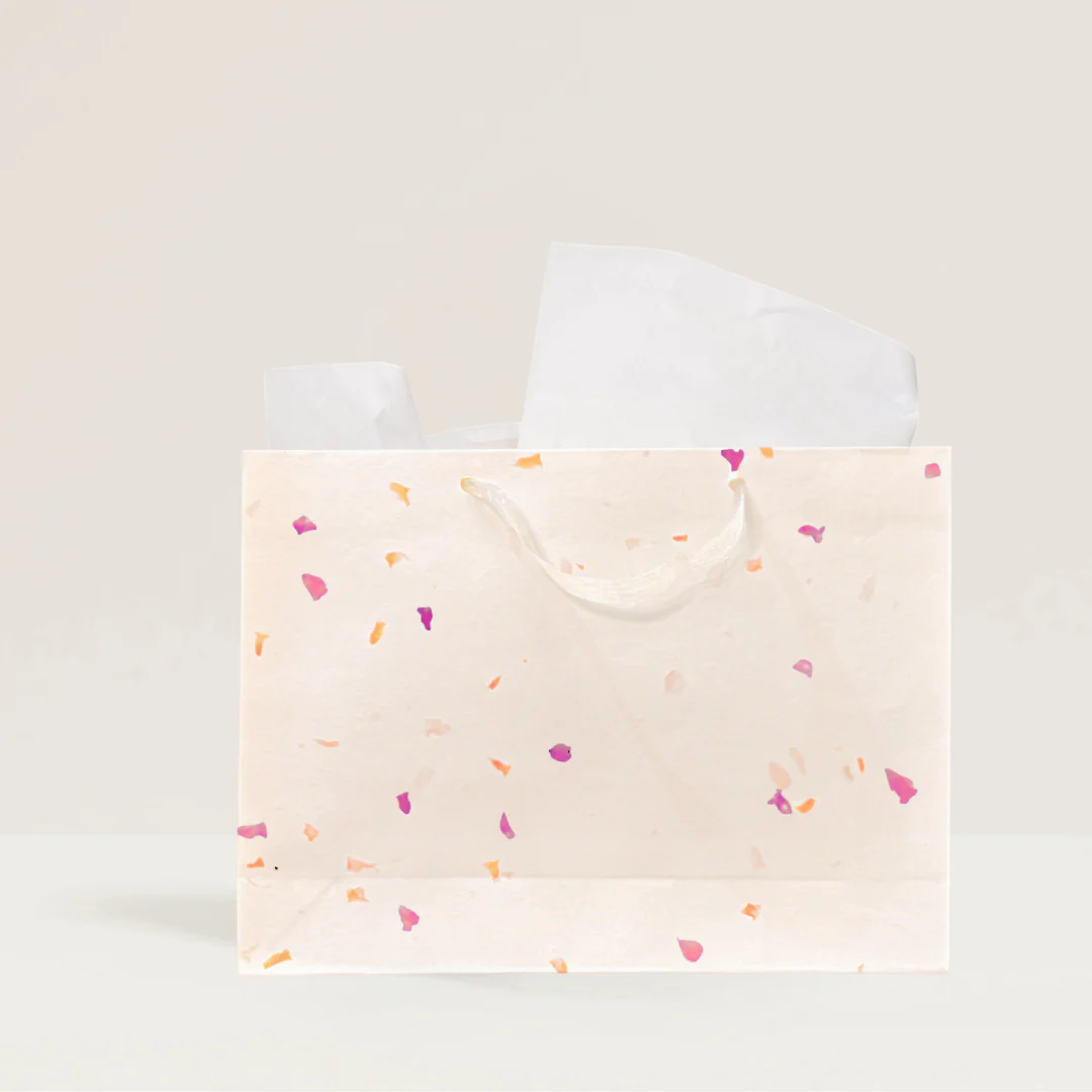 Flower Purple Petal Gift Bag (Handmade Seed Paper + Ribbon) - Image 2