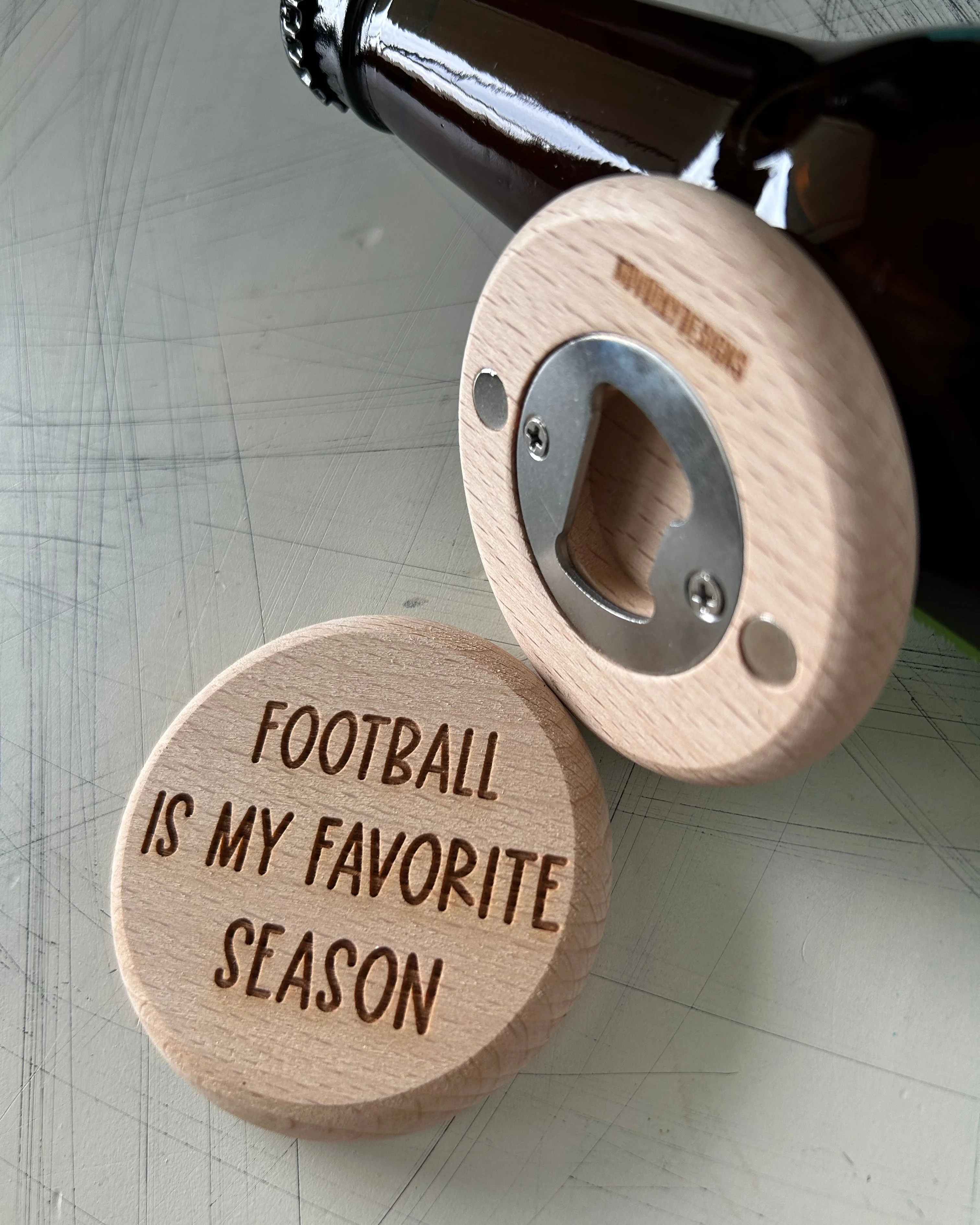 Football is my favorite season - magnetic wood bottle opener - Image 3
