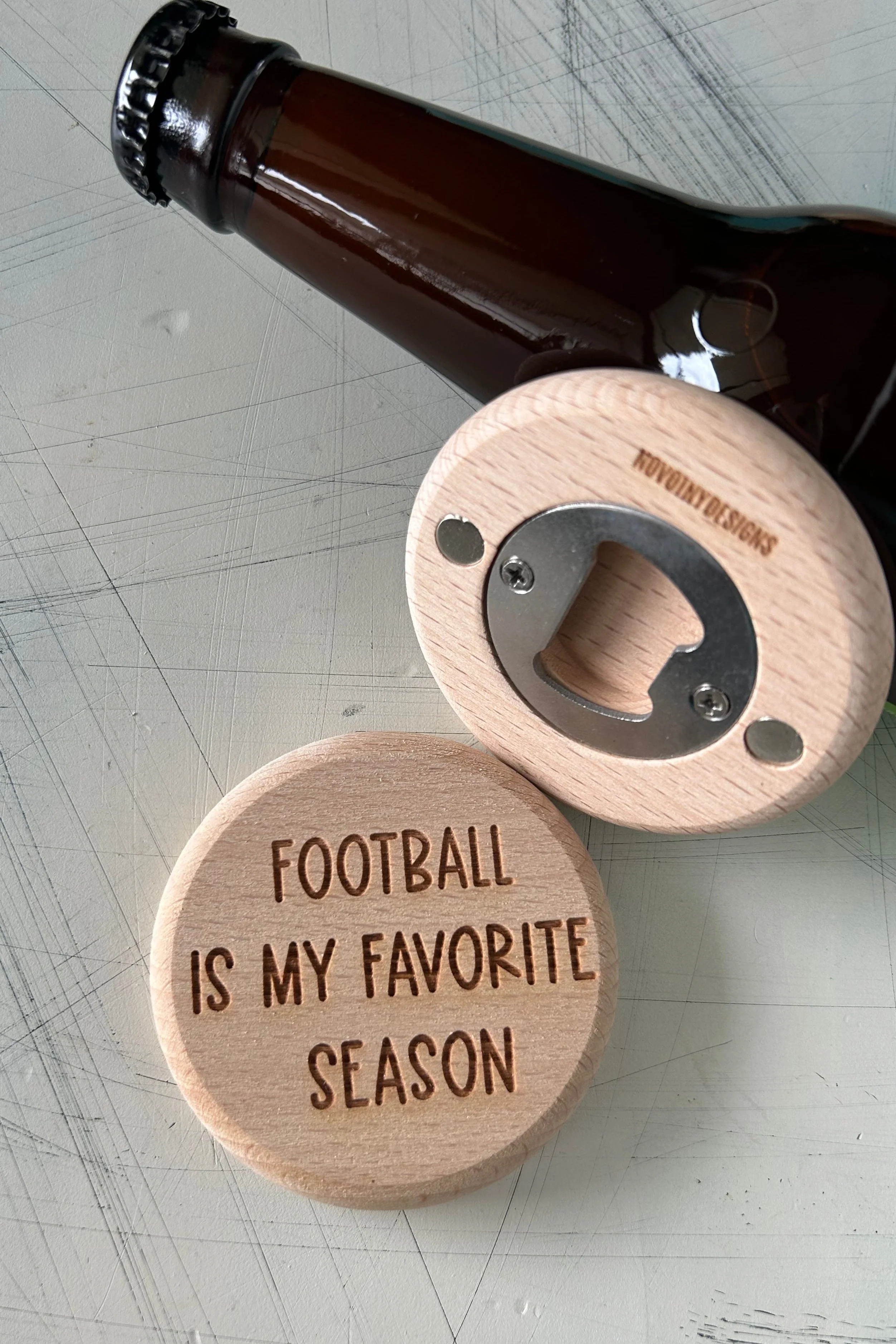 Football is my favorite season - magnetic wood bottle opener - Image 4