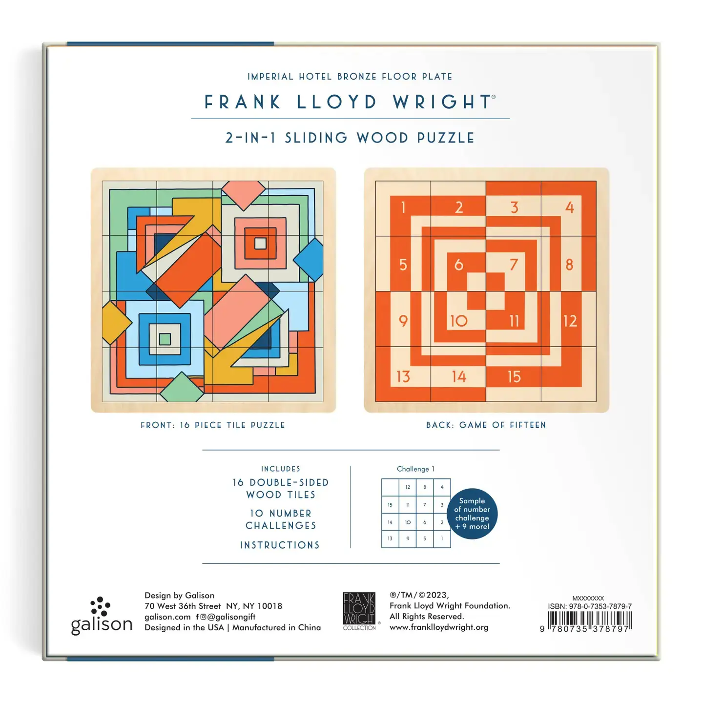 Frank Lloyd Wright Imperial Hotel 2-in-1 Sliding Wood Puzzle - Image 4
