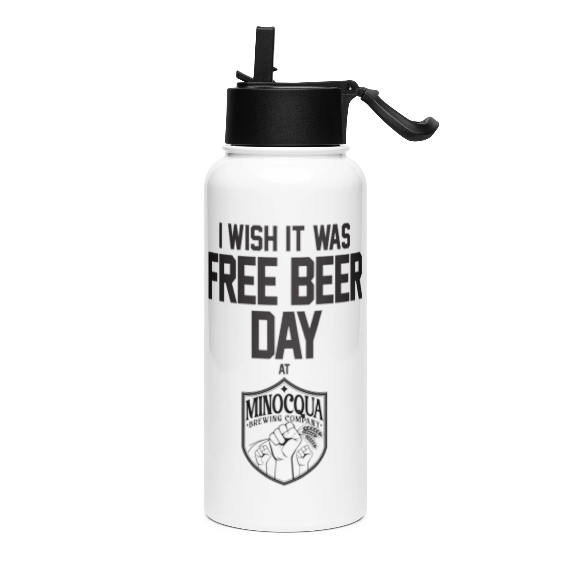 Free Beer Day Stainless Steel Water Bottle with Straw Lid - Image 4