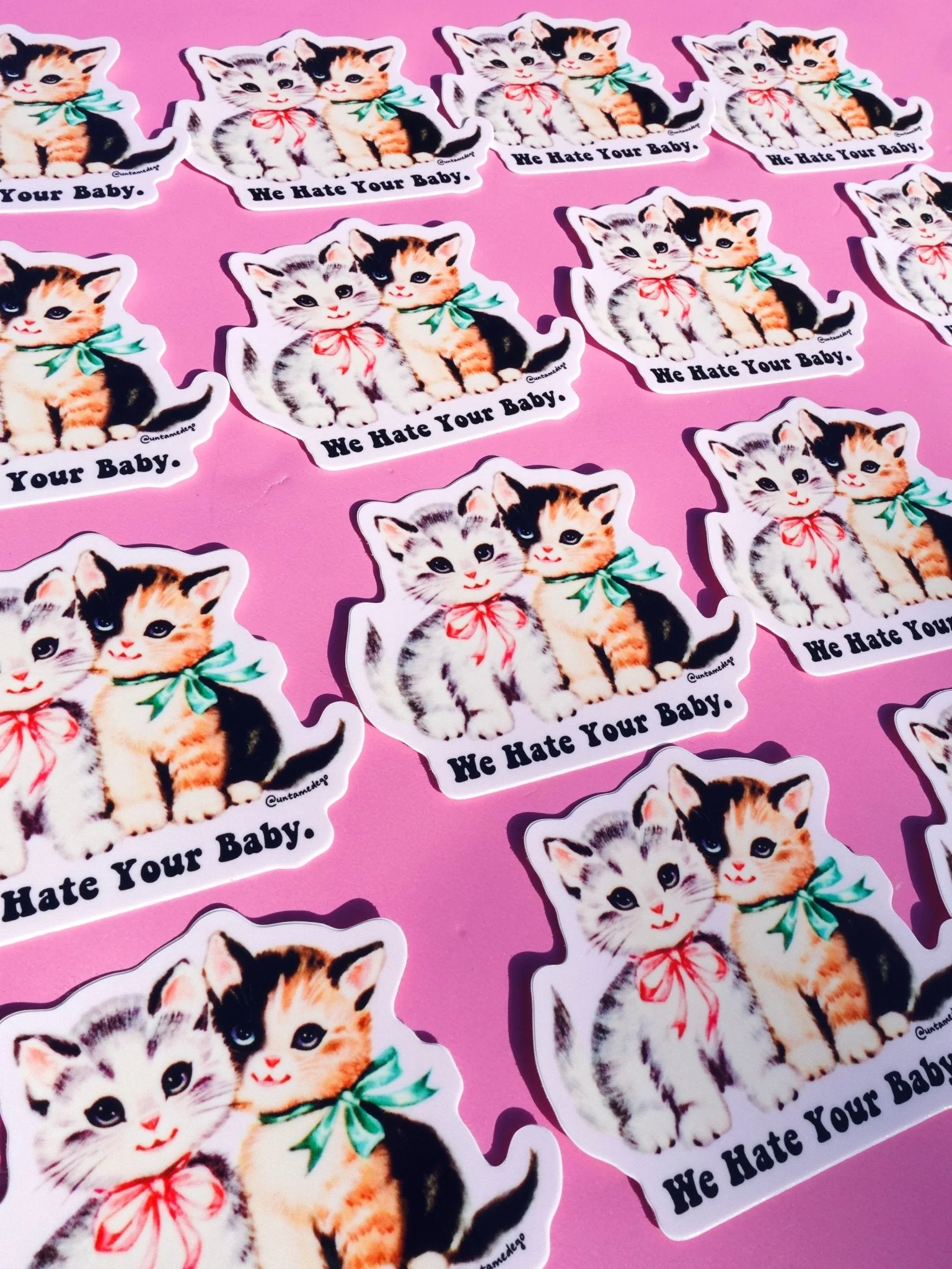 Funny Vinyl Sticker – We Hate Your Baby  Cats Waterproof Dark Humor Sticker - Image 4