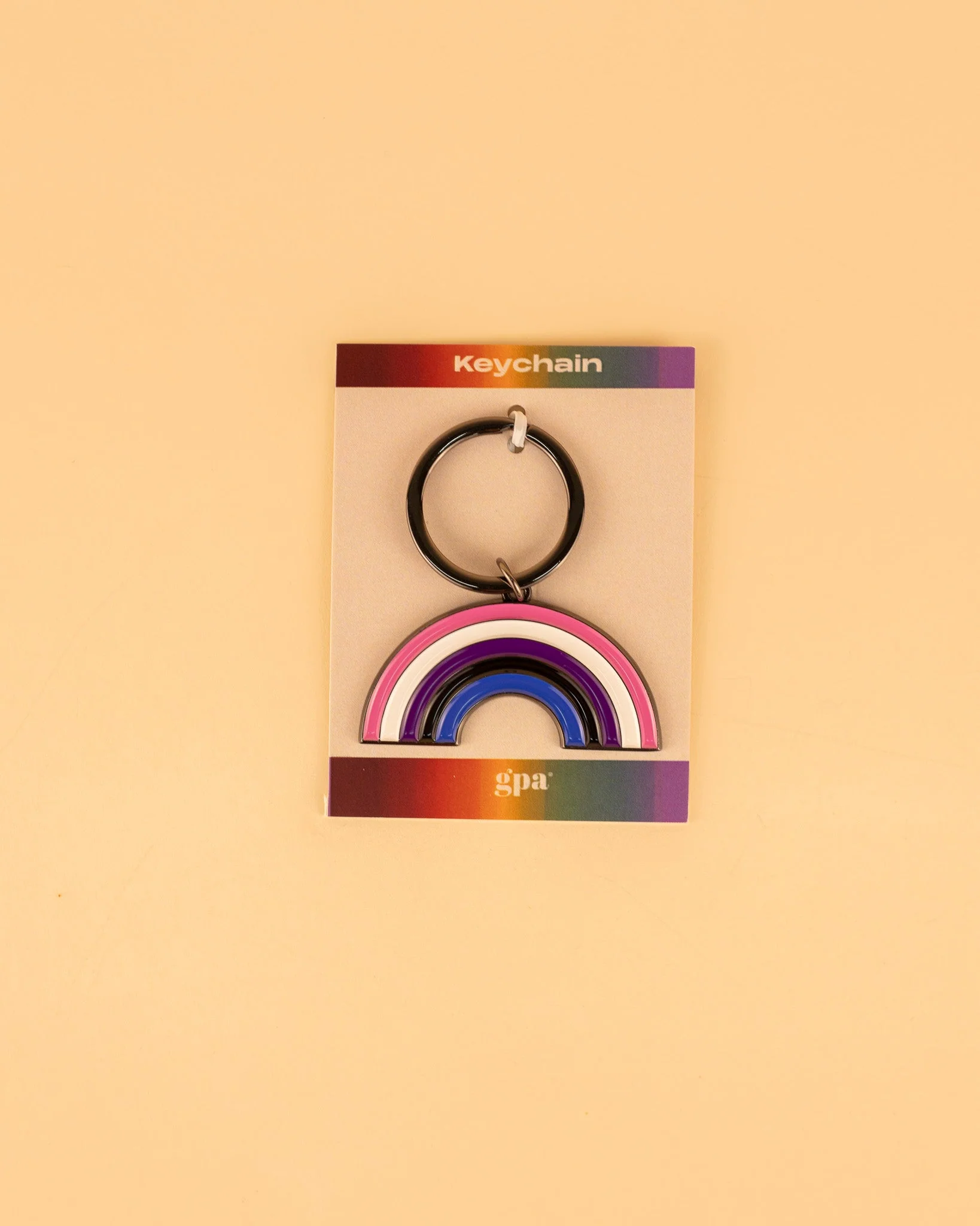 Genderfluid Rainbow Enamel Keychain - Image 2