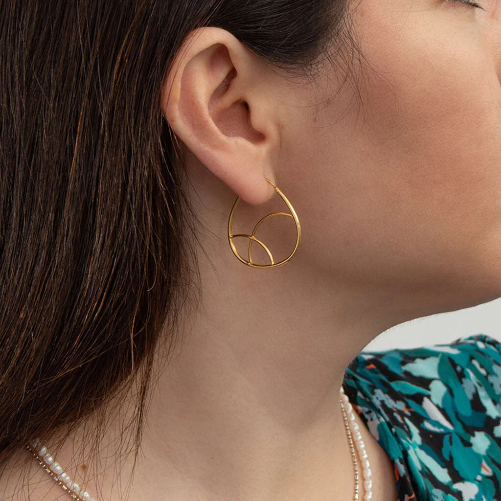 Geometric Gold Hoop Earrings - Image 2