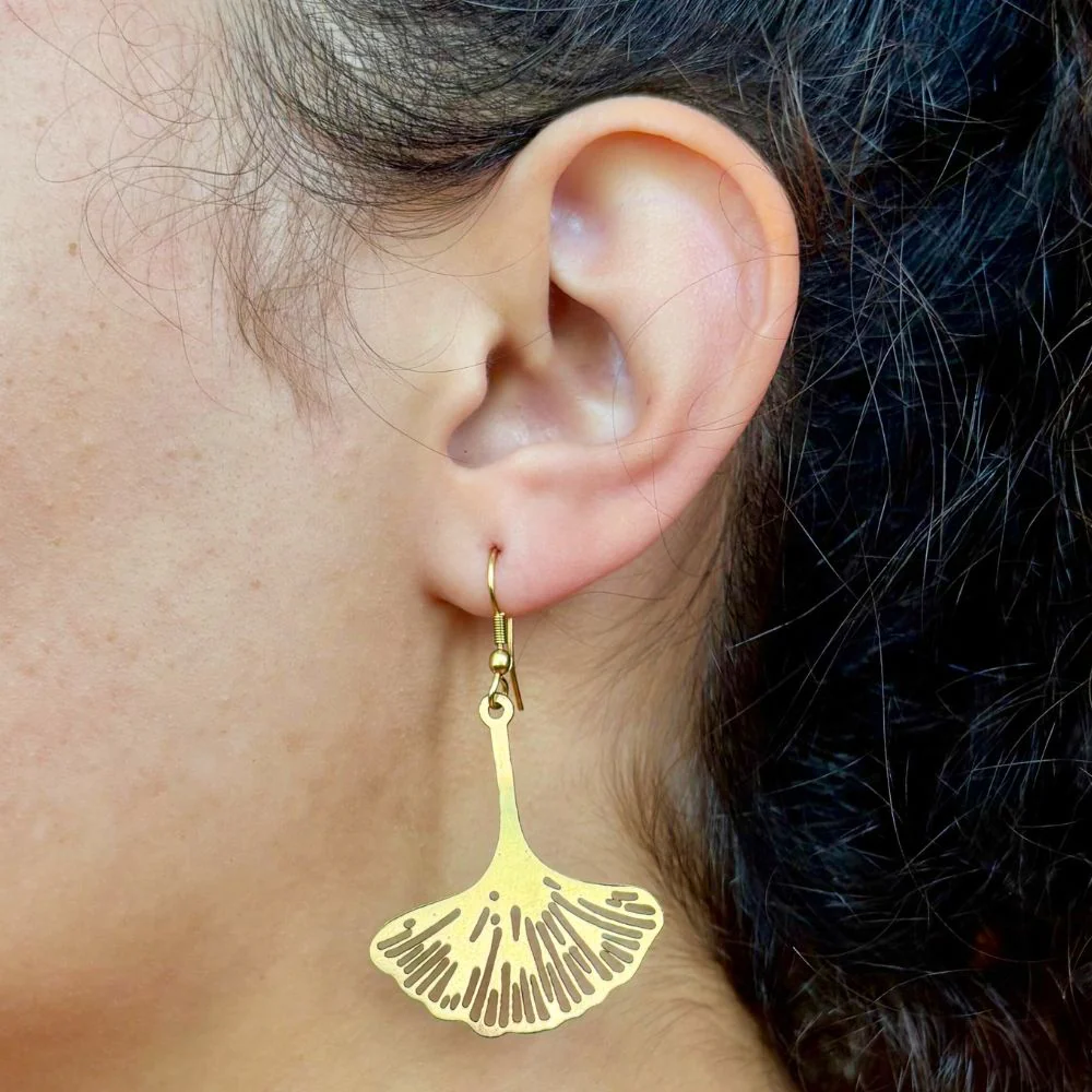 Ginkgo Leaf Dangle Earrings - Image 2