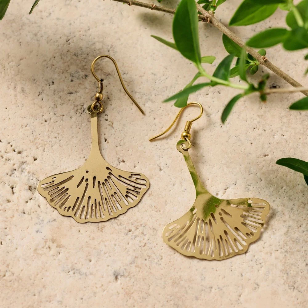 Ginkgo Leaf Dangle Earrings - Image 3