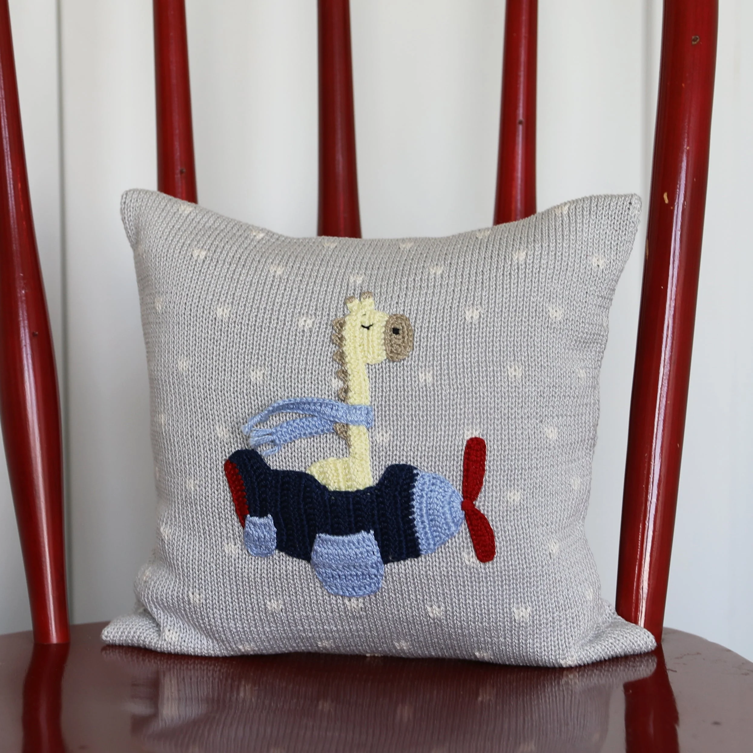 Giraffe Pilot in Plane 10" Pillow - Image 3