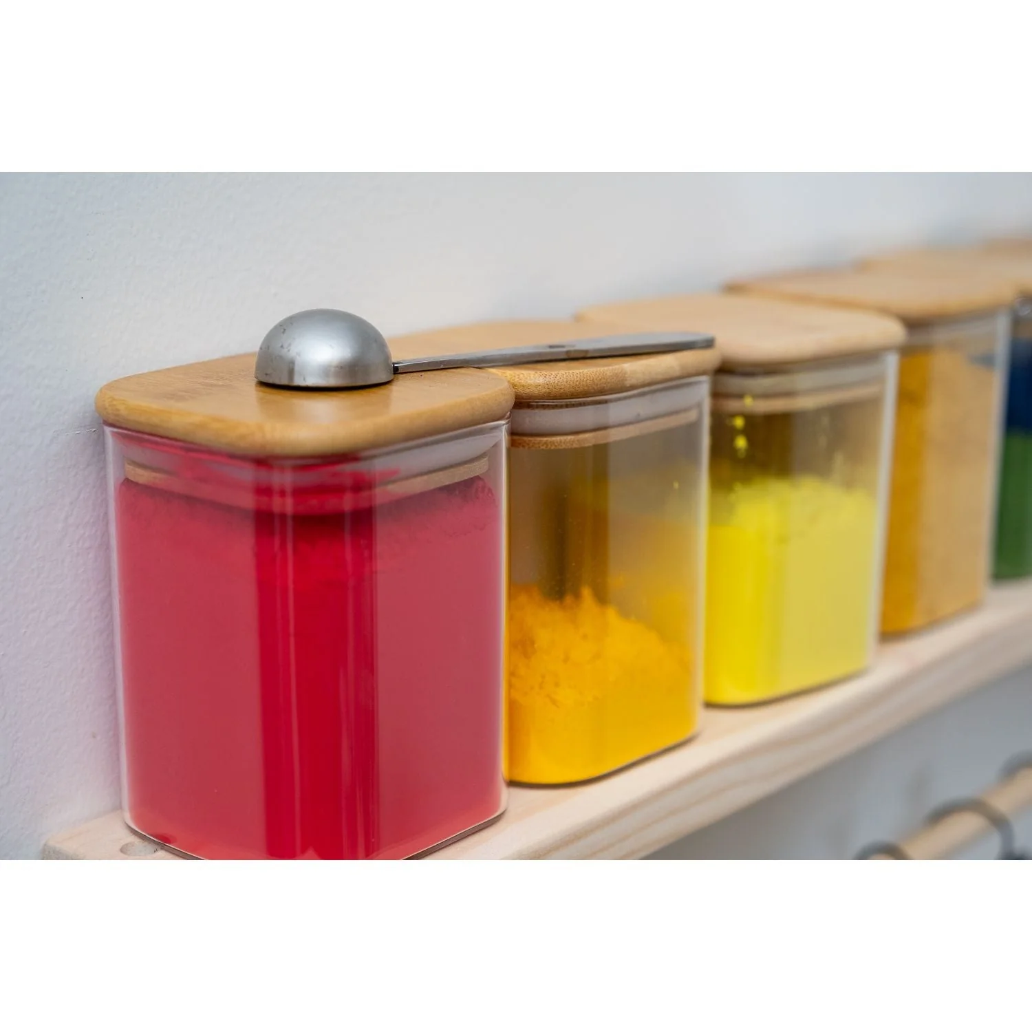 Glass Pigment Storage Jars with Bamboo Lid - Image 2