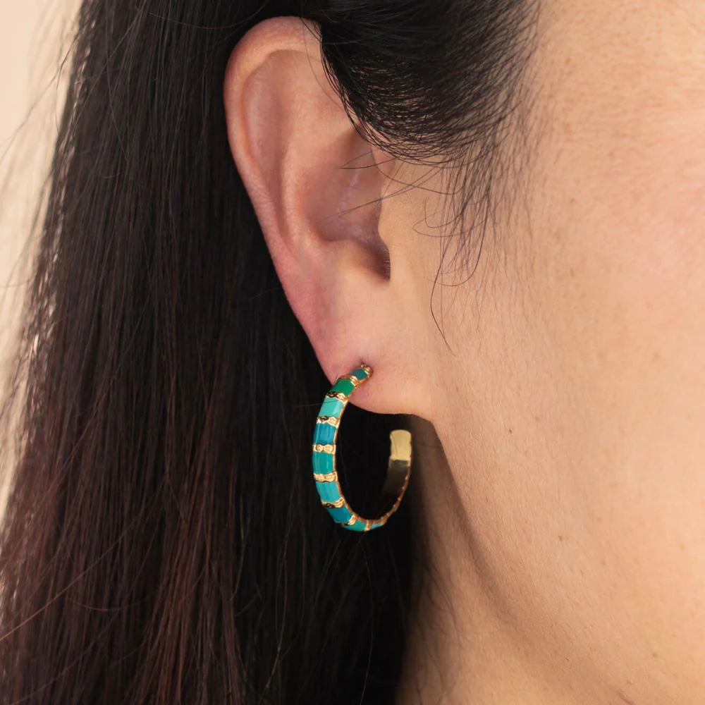 Golden Jade Radiance Hoop Earrings - Image 2