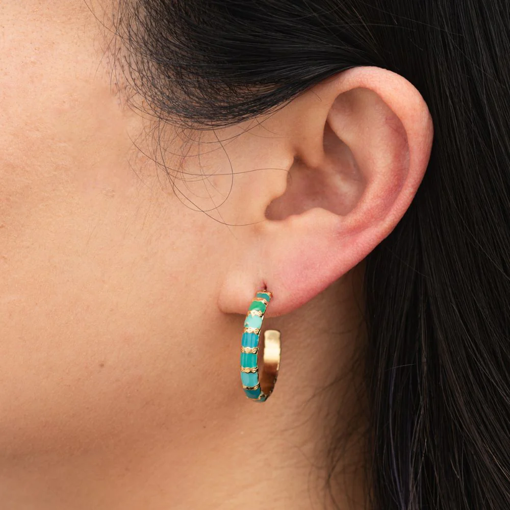 Golden Jade Radiance Hoop Earrings - Image 4