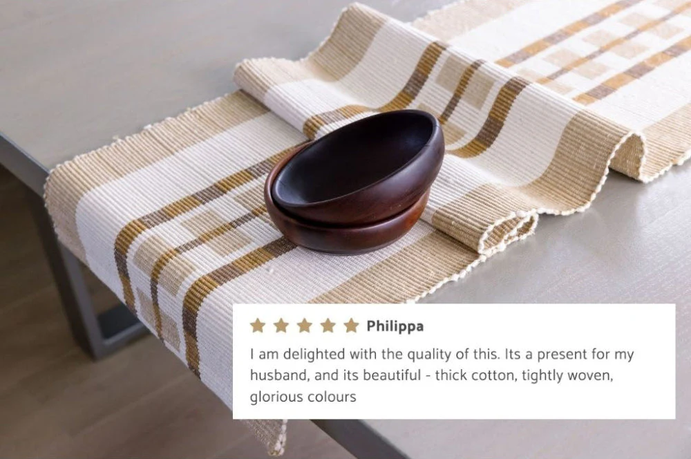 Gonder Handwoven Ethiopian Cotton Table Runner - Image 3