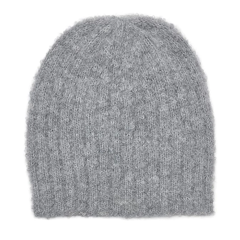Gray Loop Knit Alpaca Beanie - Image 3