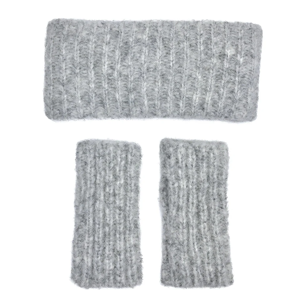 Gray Ribbed Alpaca Gloves - Image 3
