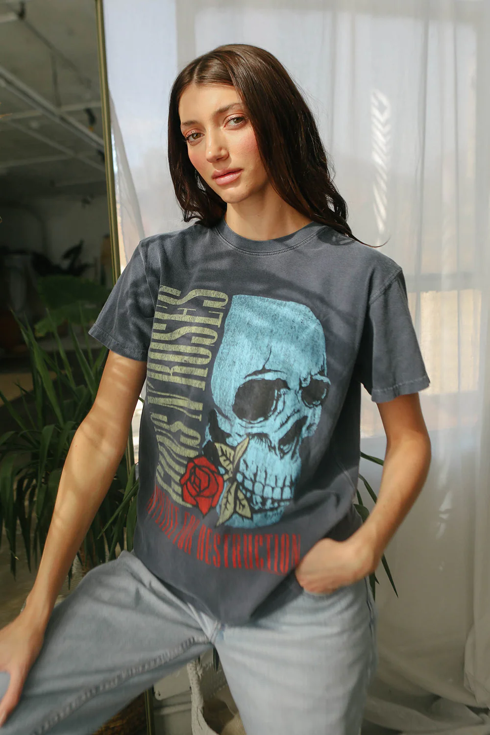 Guns N Roses Flower Skull Tee - Image 2