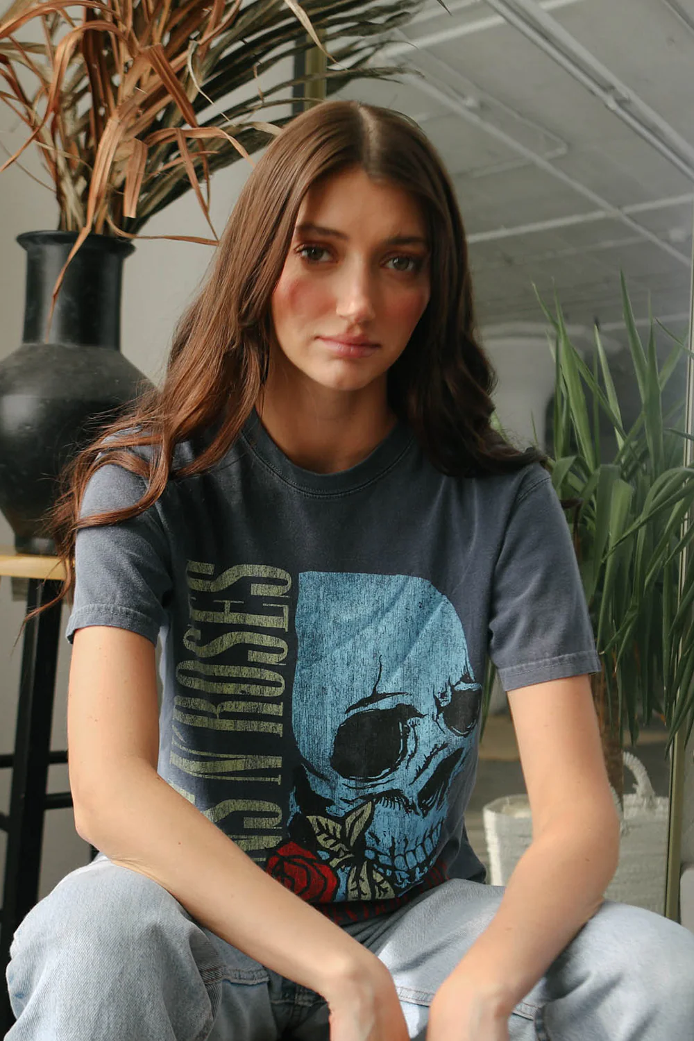 Guns N Roses Flower Skull Tee - Image 3