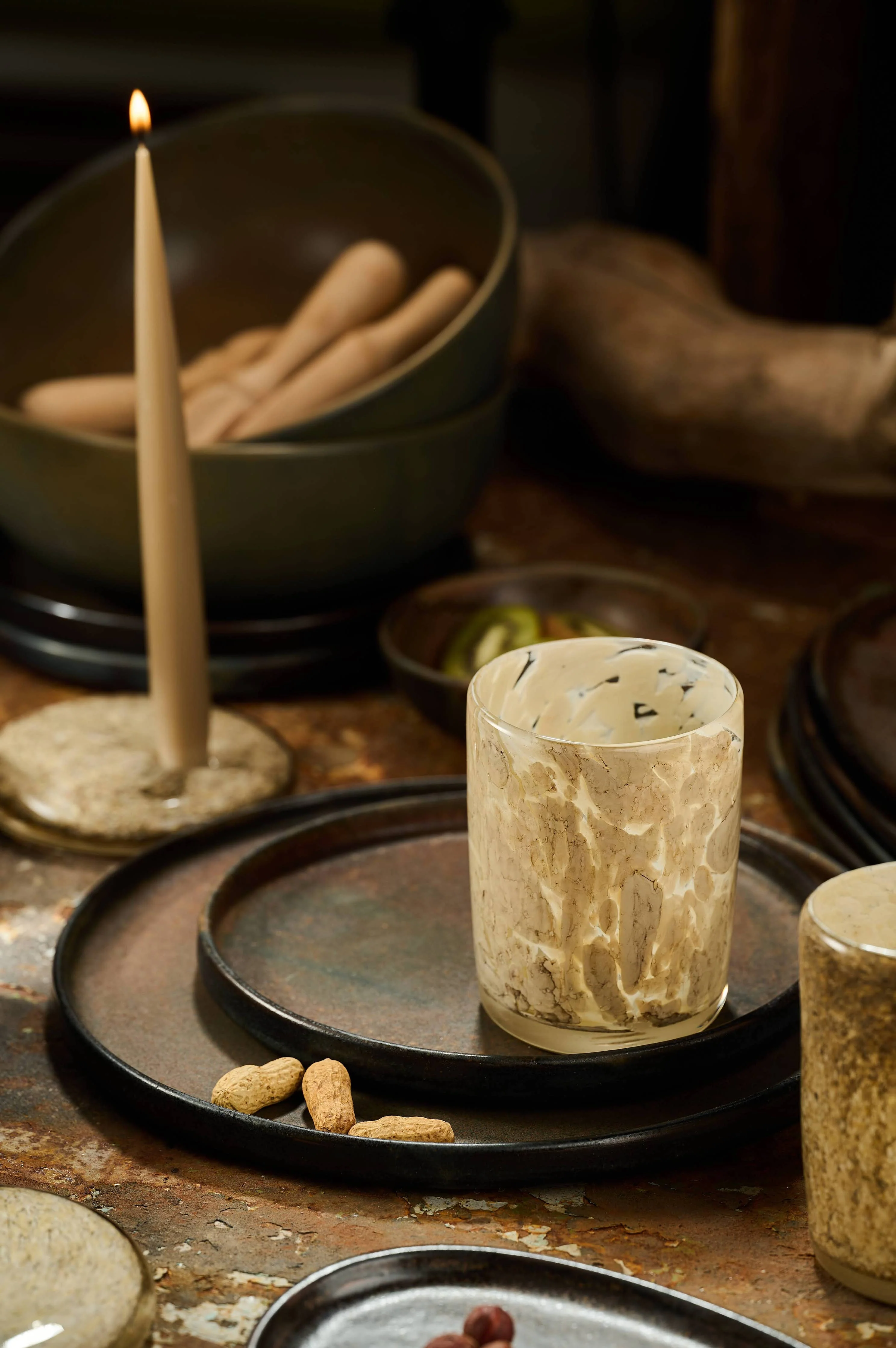 Hand Blown Glass Tumbler: Brown Marble - Image 10