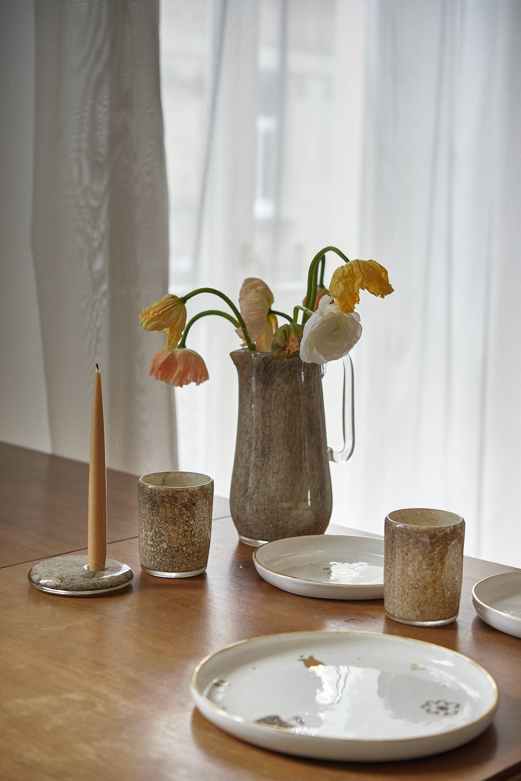 Hand Blown Glass Tumbler: Brown Marble - Image 3