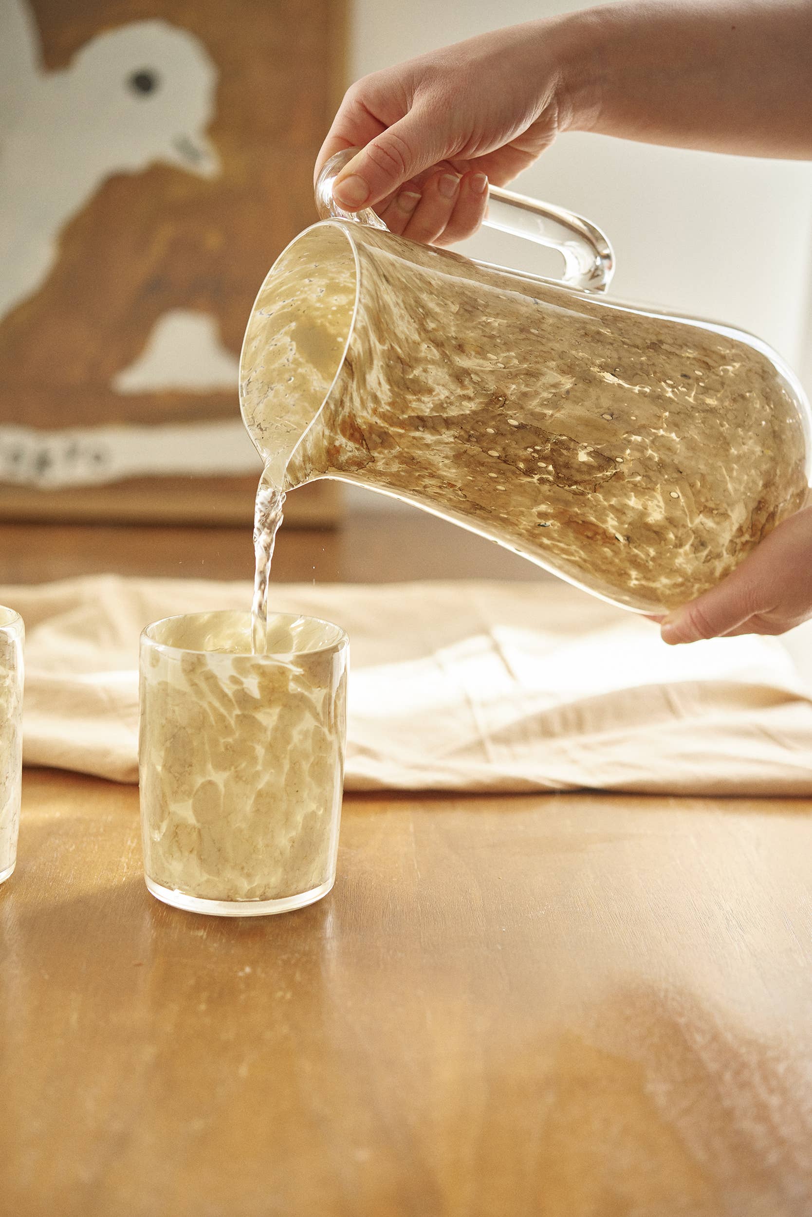 Hand Blown Glass Tumbler: Brown Marble - Image 4