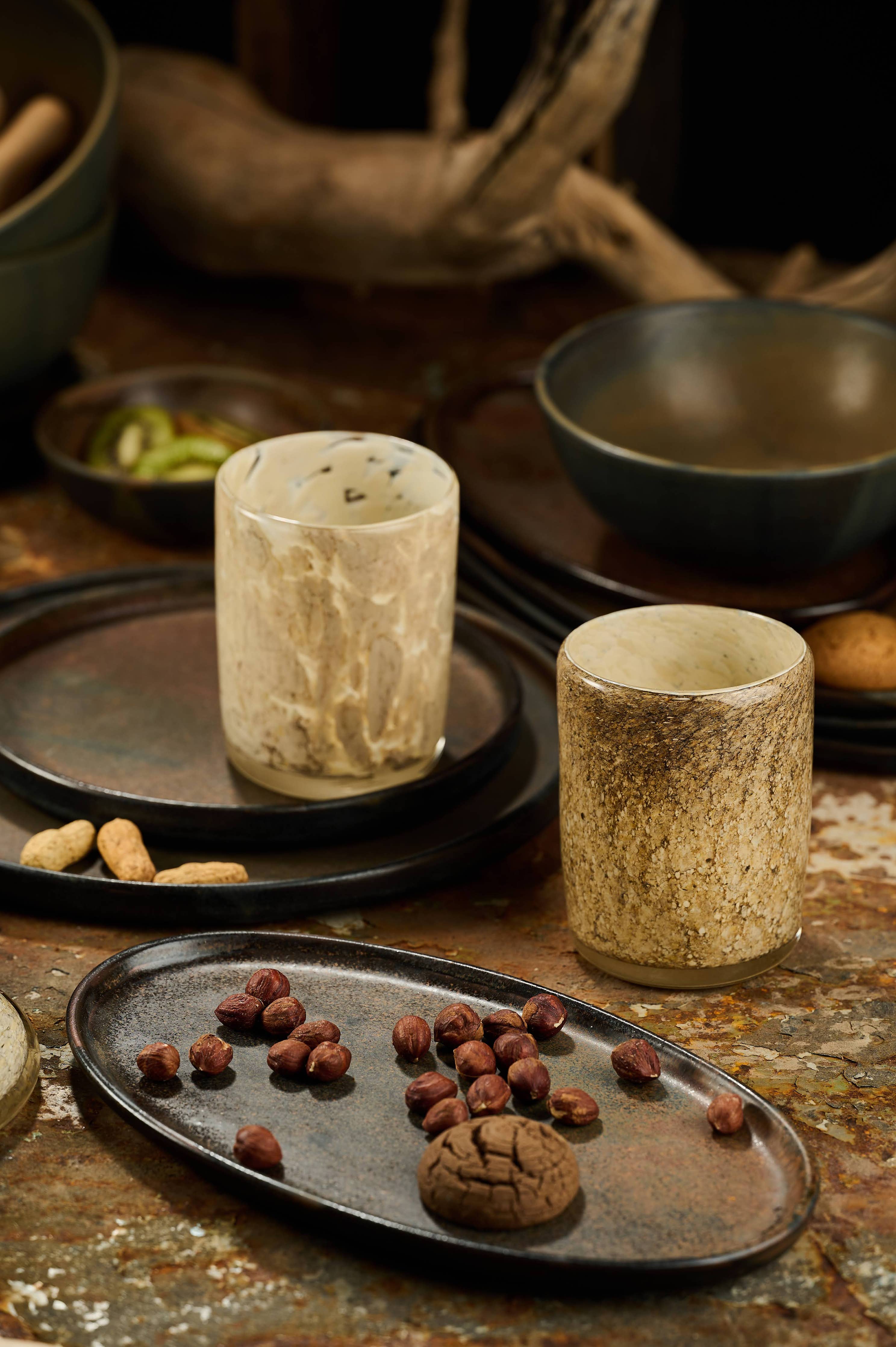 Hand Blown Glass Tumbler: Brown Marble - Image 6
