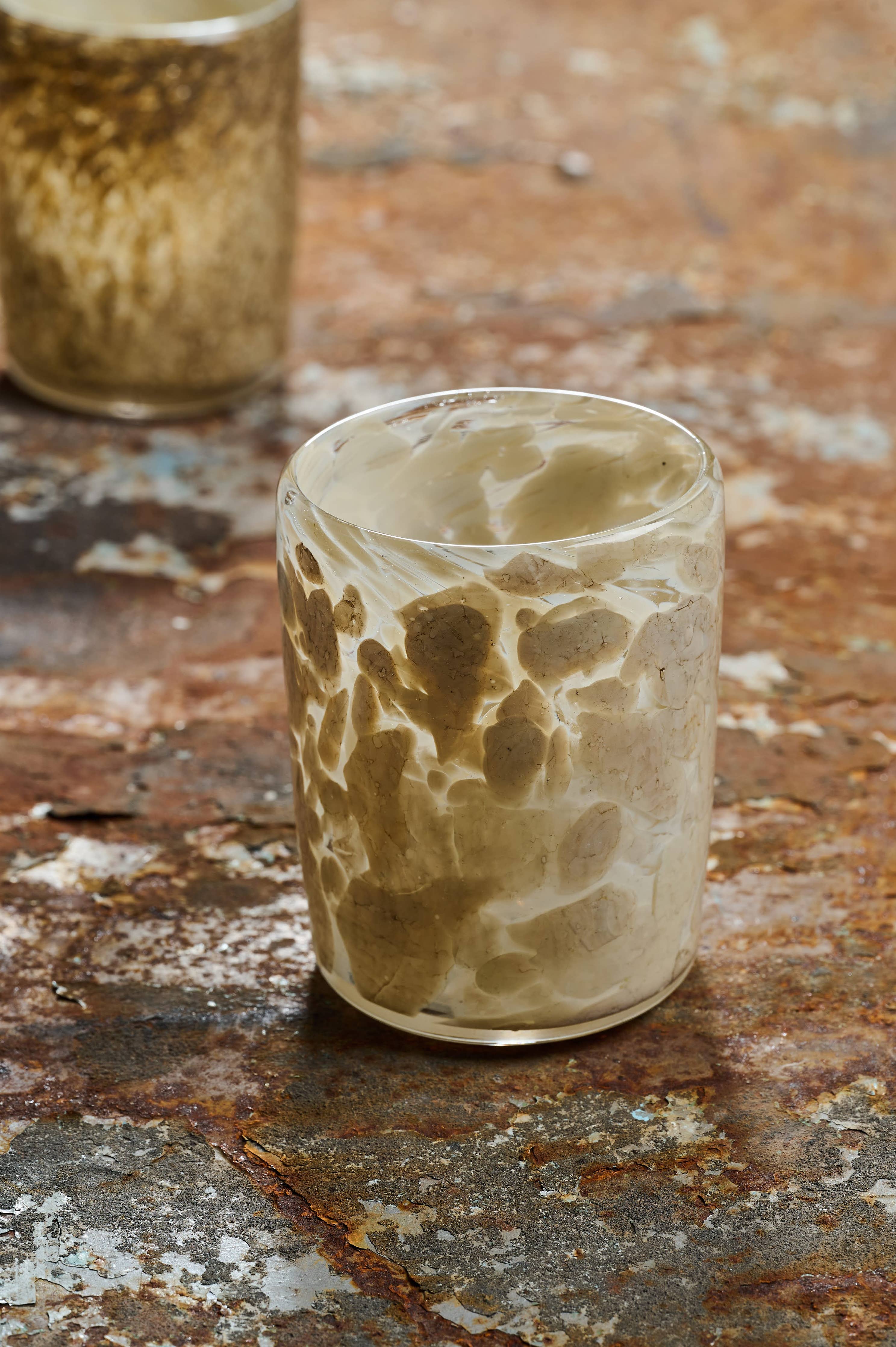 Hand Blown Glass Tumbler: Brown Marble - Image 9