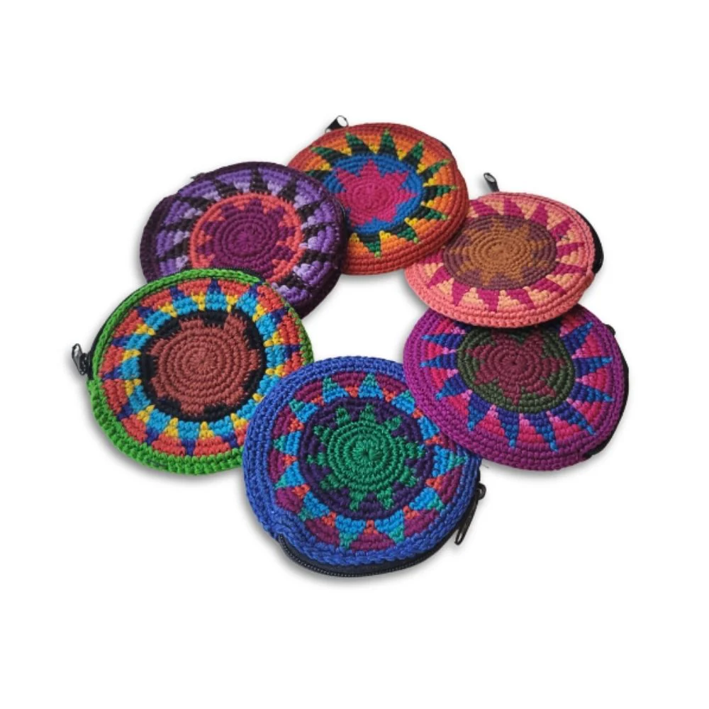 Hand-crocheted Round Zip Coin Purse 4"